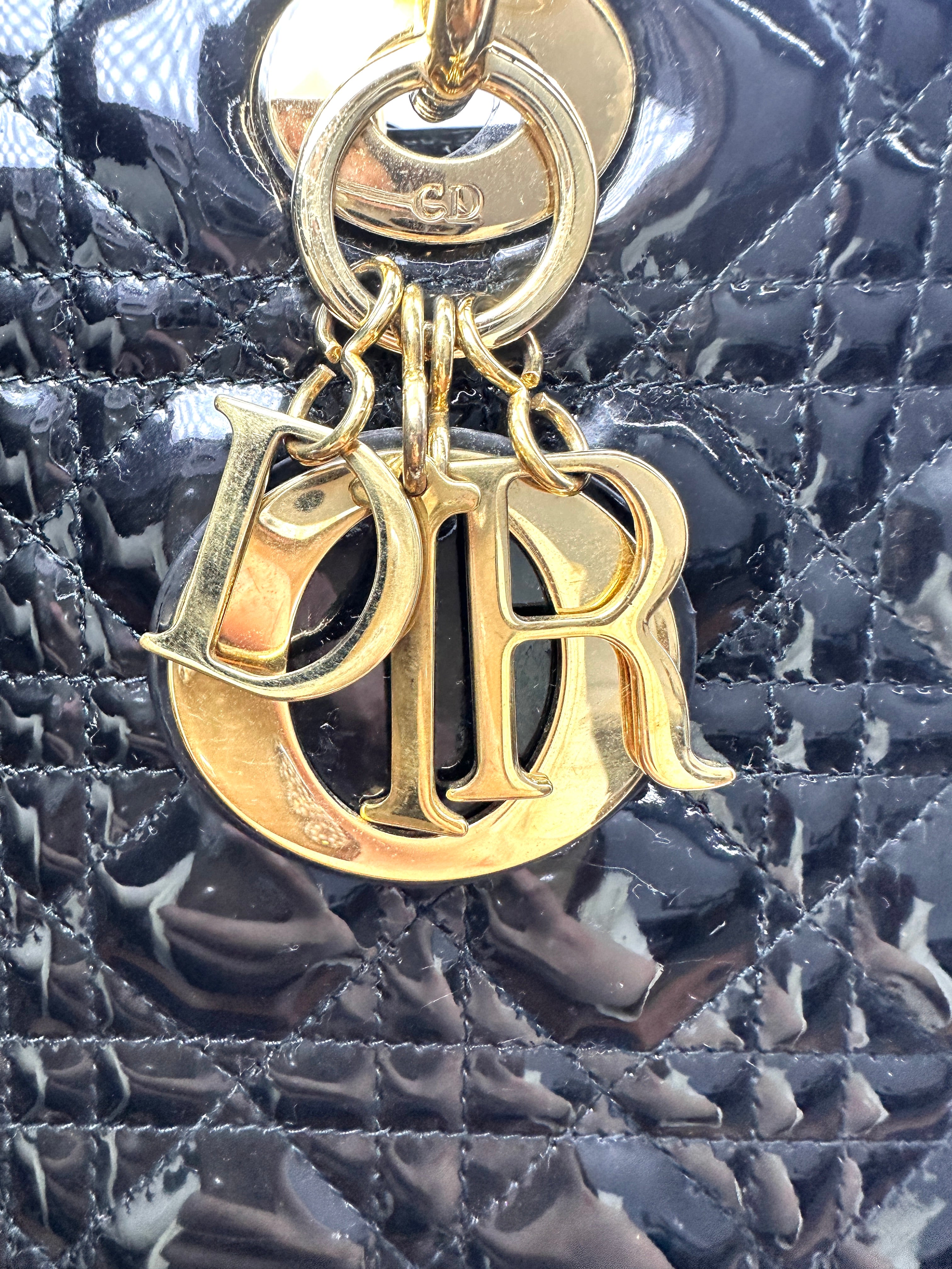 Christian Dior Lady Dior Black Cannage Leather Handle Bag DR855