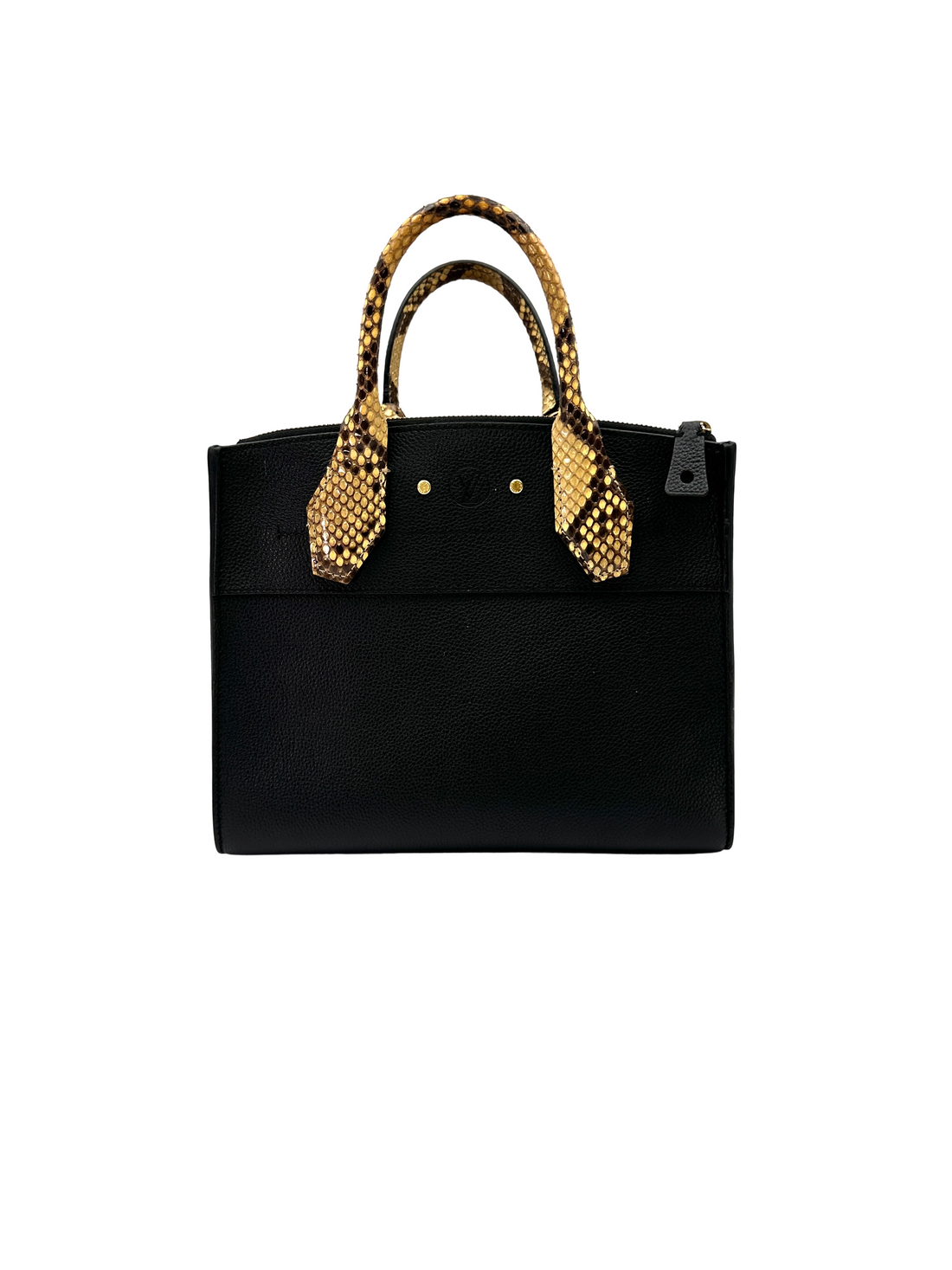 Louis Vuitton City Steamer Black Taurillon Leather Python Handle Bag LV3182