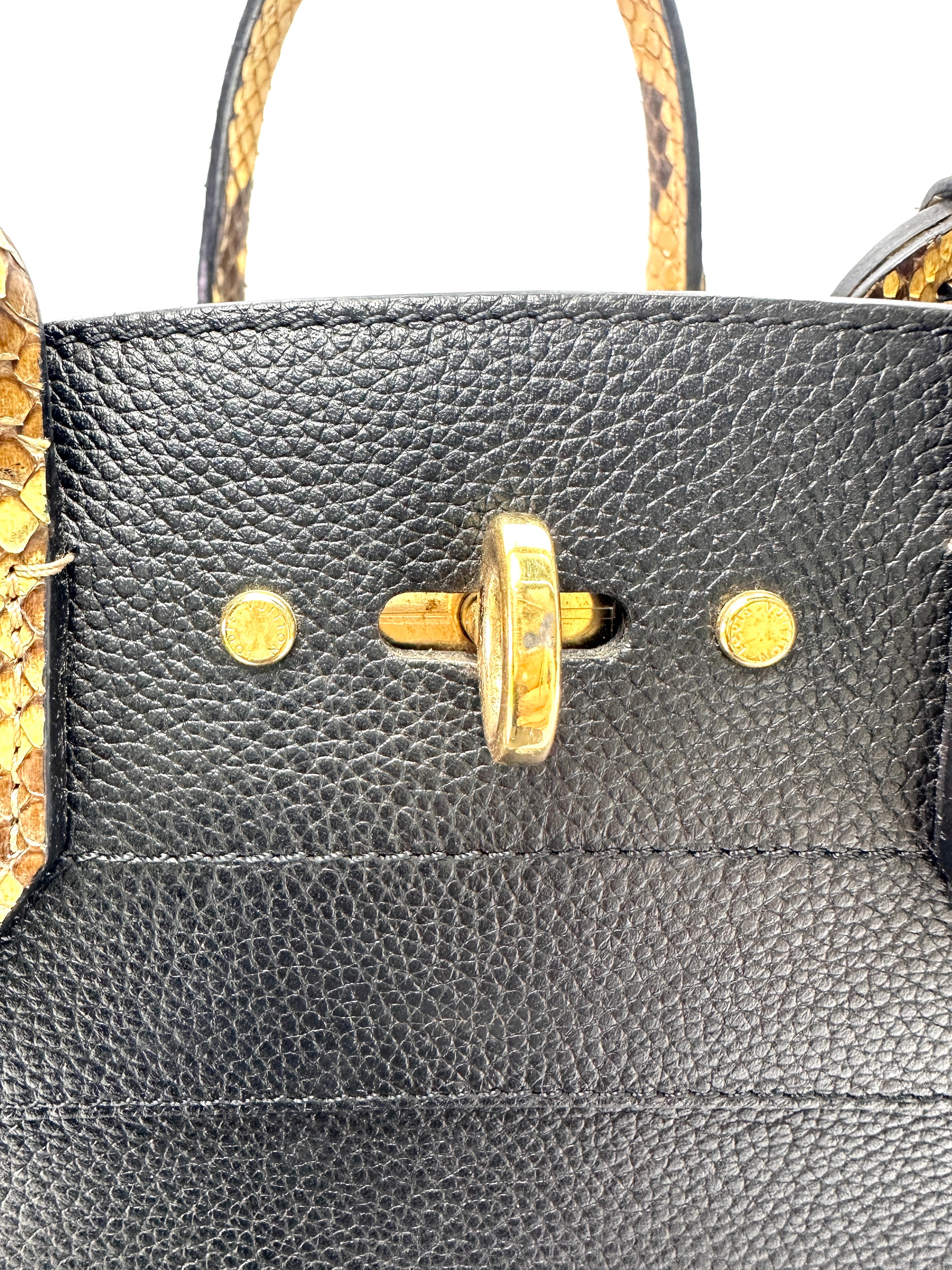 Louis Vuitton City Steamer Black Taurillon Leather Python Handle Bag LV3182