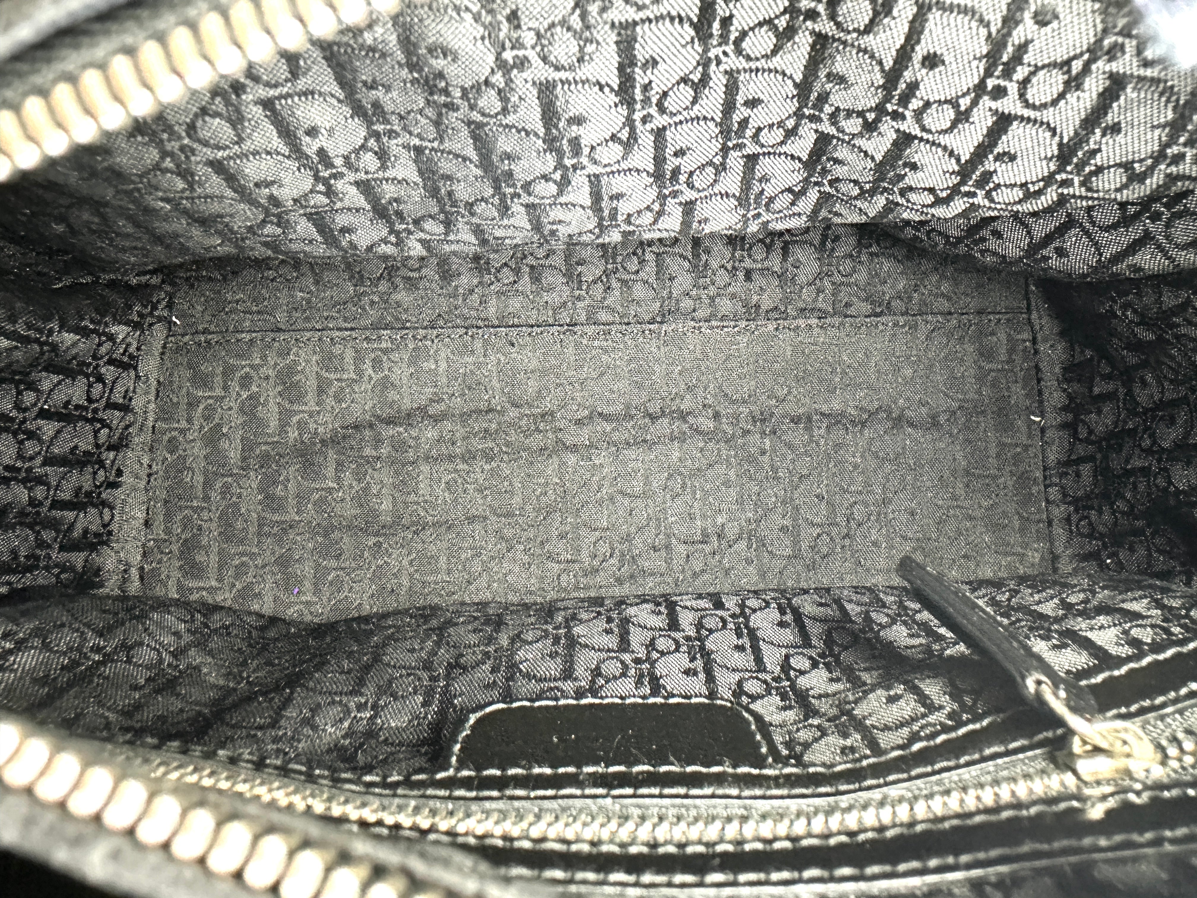 Christian Dior Lady Dior Black Cannage Patent Leather Handle Bag DR862