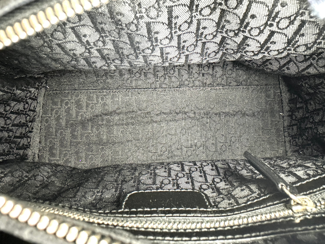 Christian Dior Lady Dior Black Cannage Patent Leather Handle Bag DR862
