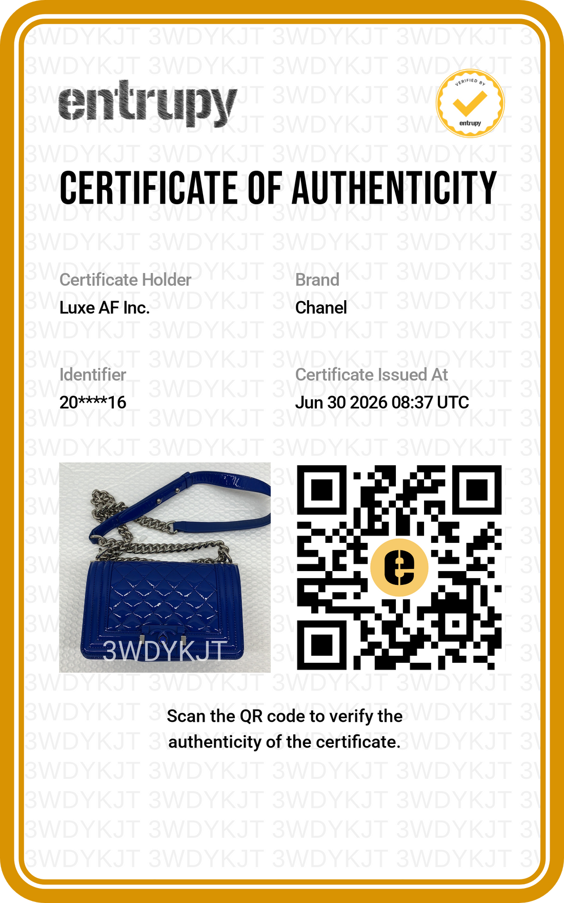 Chanel LeBoy Blue Quilted Patent Leather Small Size Flap Bag(20***16) CC2391