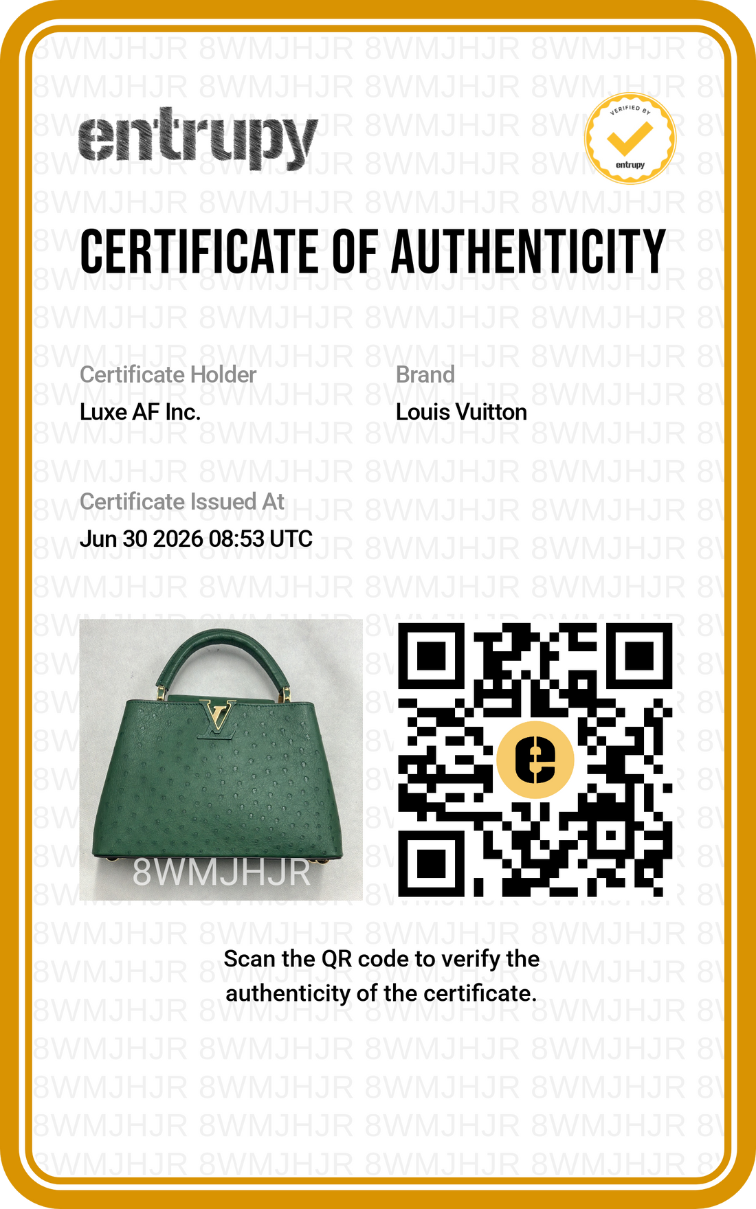 Louis Vuitton Capucines BB Green Ostrich Leather Handle Bag LV3183