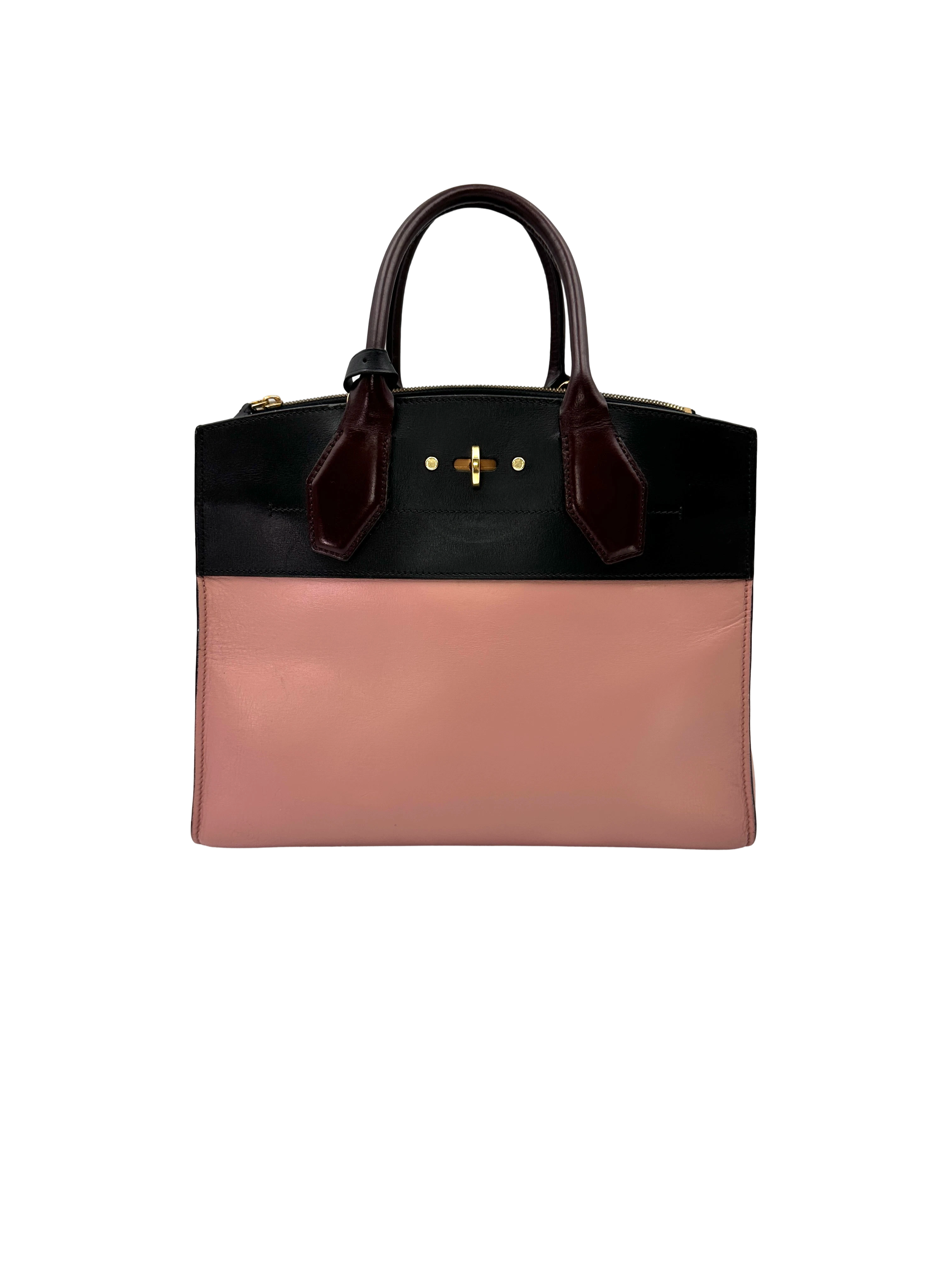 Louis Vuitton City Steamer MM Black/Pink Taurillon Leather Handle Bag LV3174