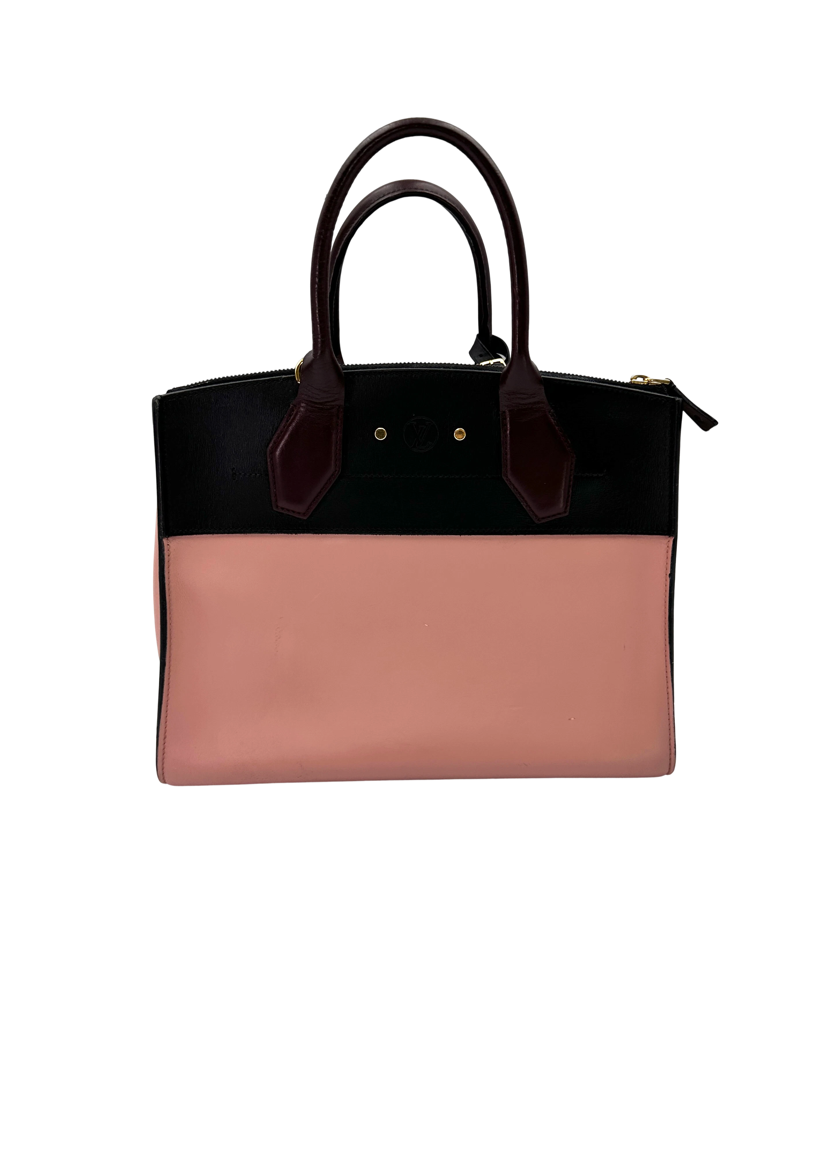 Louis Vuitton City Steamer MM Black/Pink Taurillon Leather Handle Bag LV3174