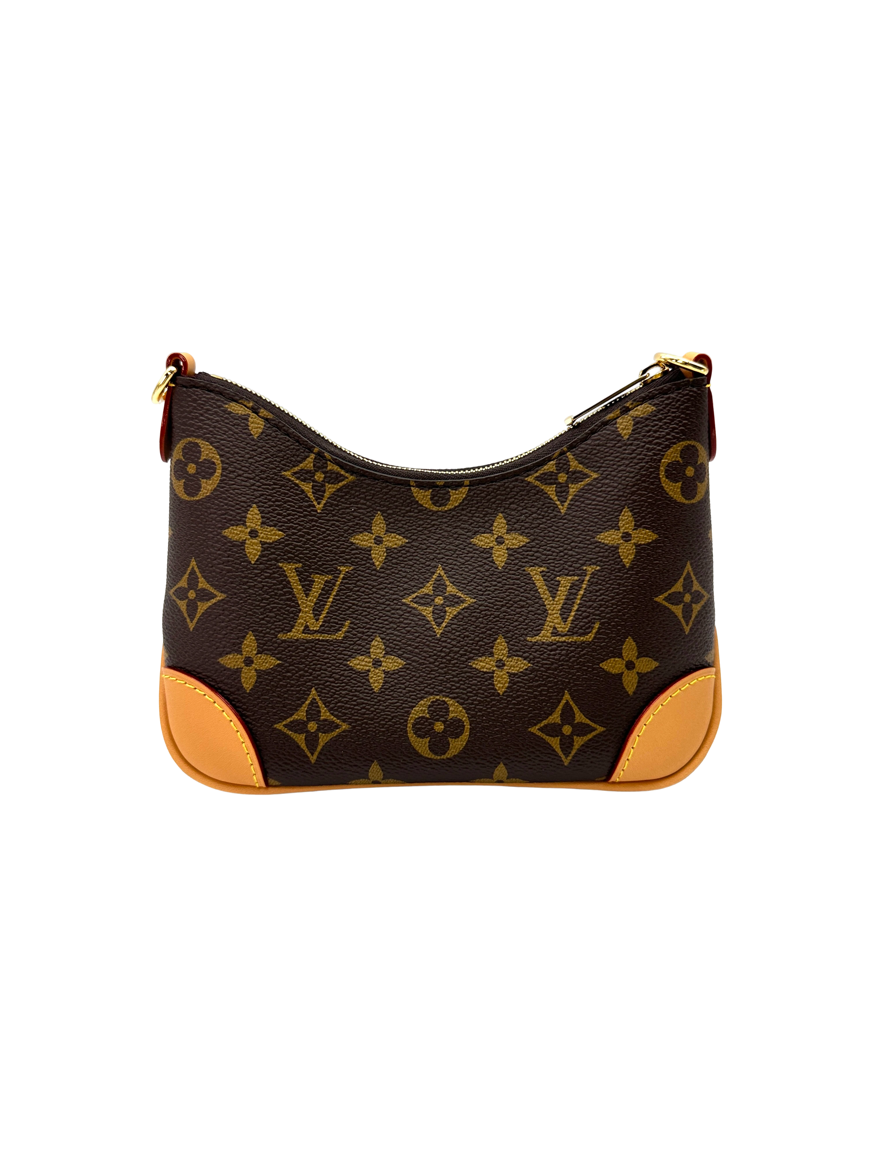 Louis Vuitton Bunlogne Monogram Canvas Shoulder Bag With Brown Cowhide Leather Trim LVQ