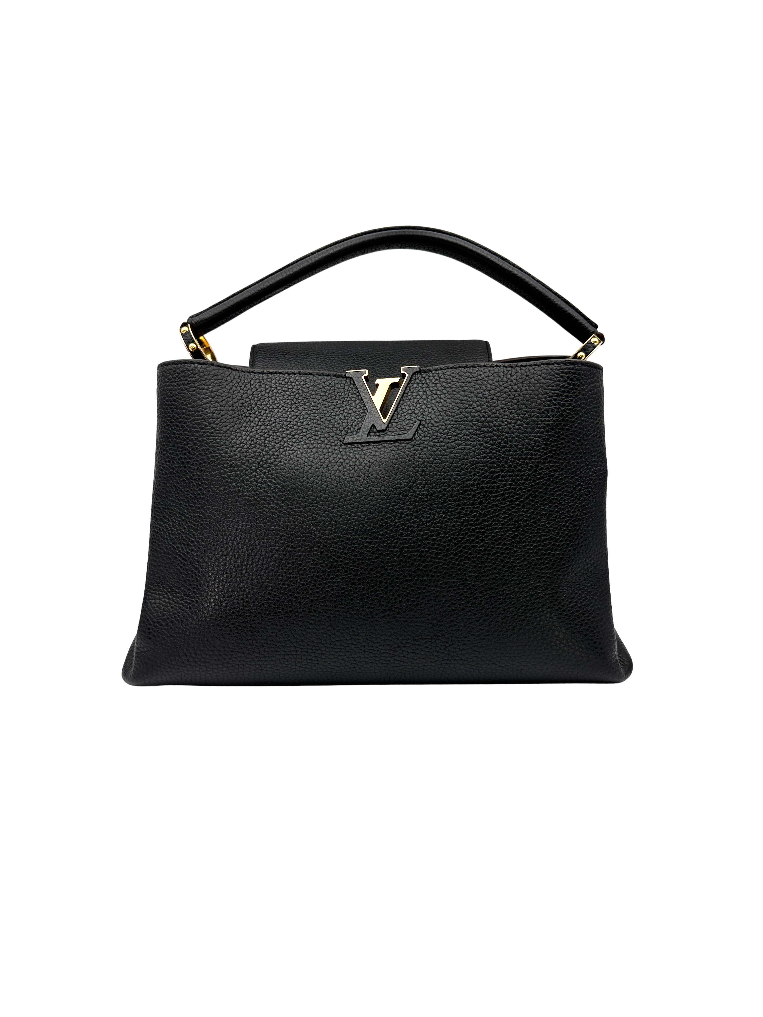 Louis Vuitton Capucines MM Black Taurillon Leather Handle Bag LV3175