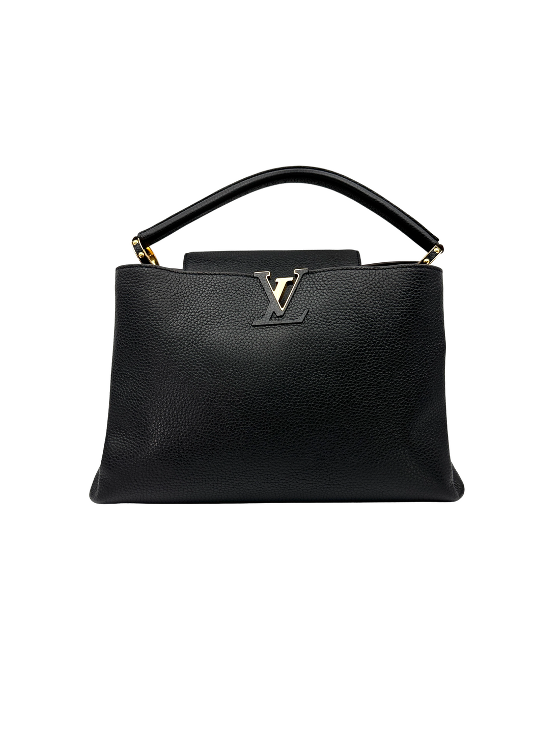 Louis Vuitton Capucines MM Black Taurillon Leather Handle Bag LV3175