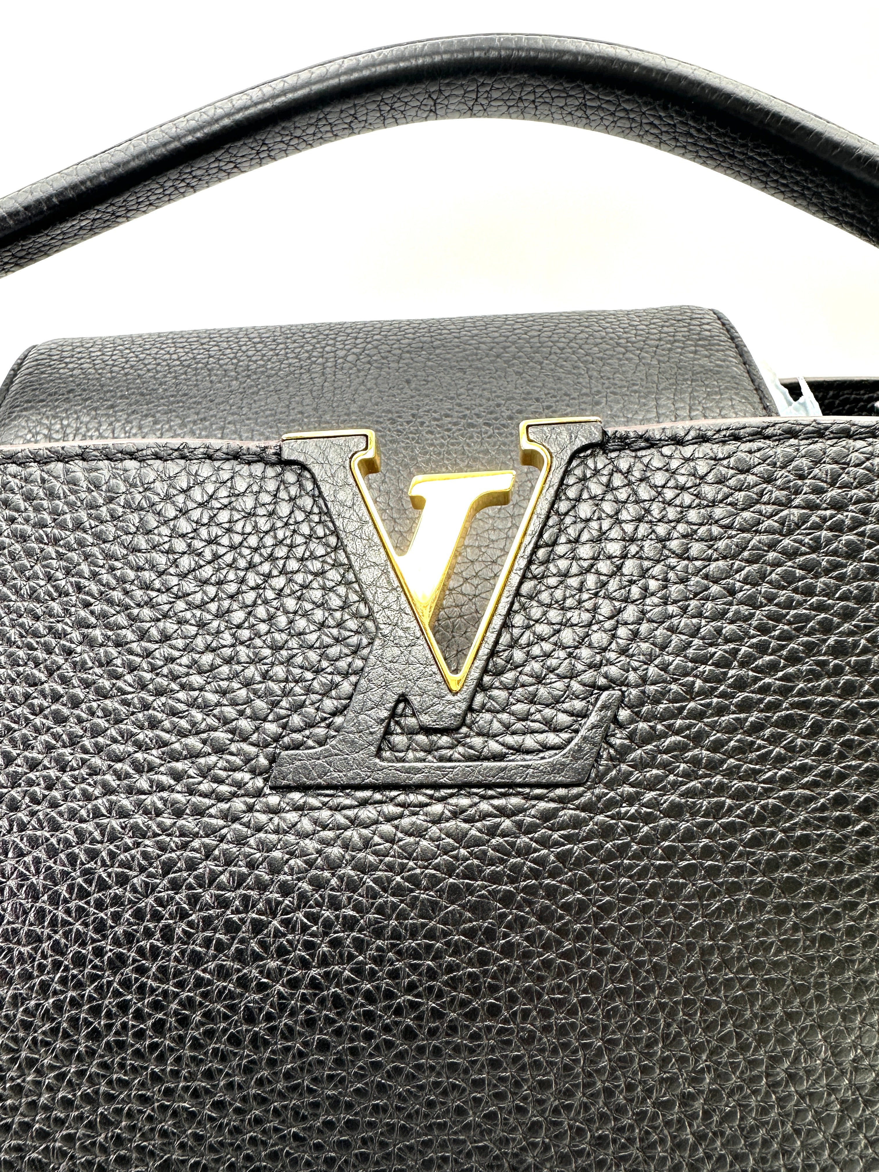 Louis Vuitton Capucines MM Black Taurillon Leather Handle Bag LV3175