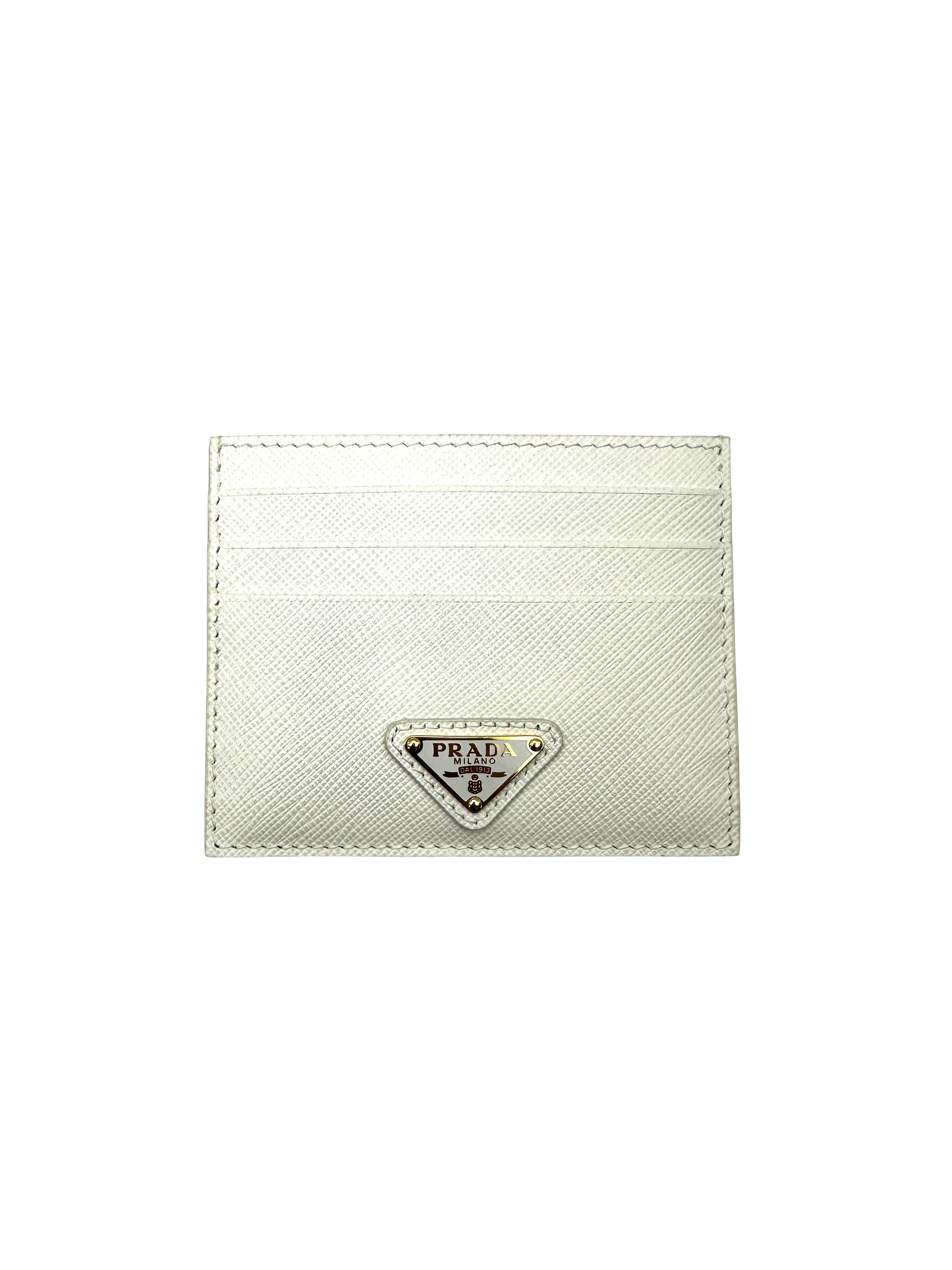 Prada White Saffiano Leather Card Holder PR528