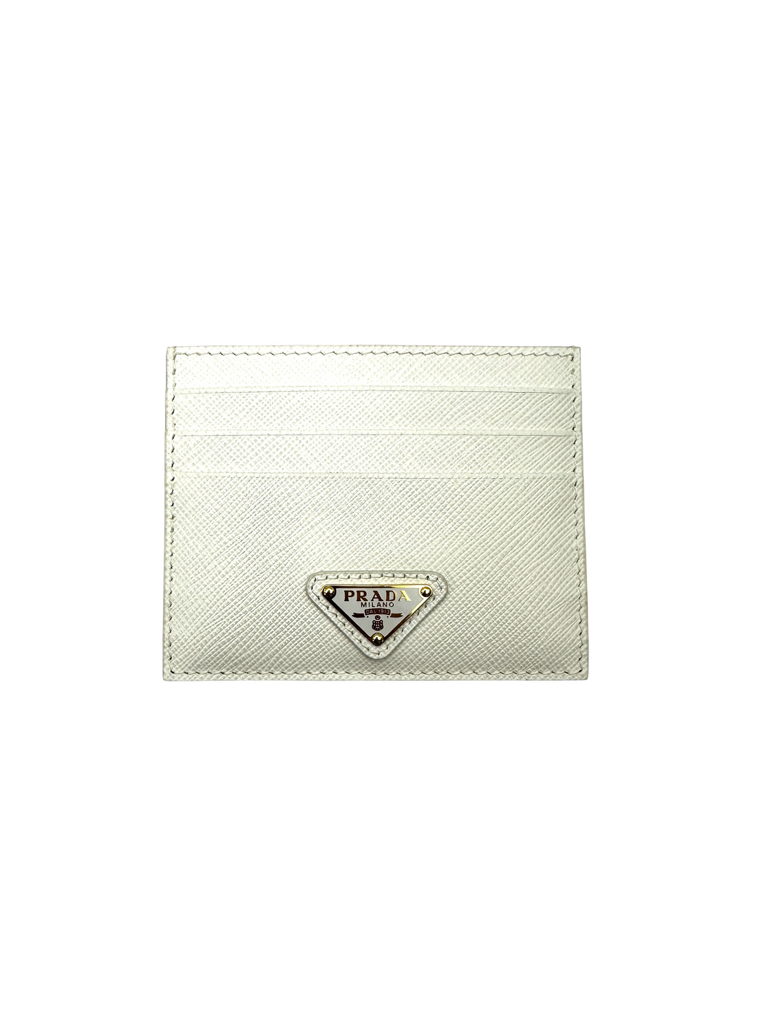 Prada White Saffiano Leather Card Holder PR528