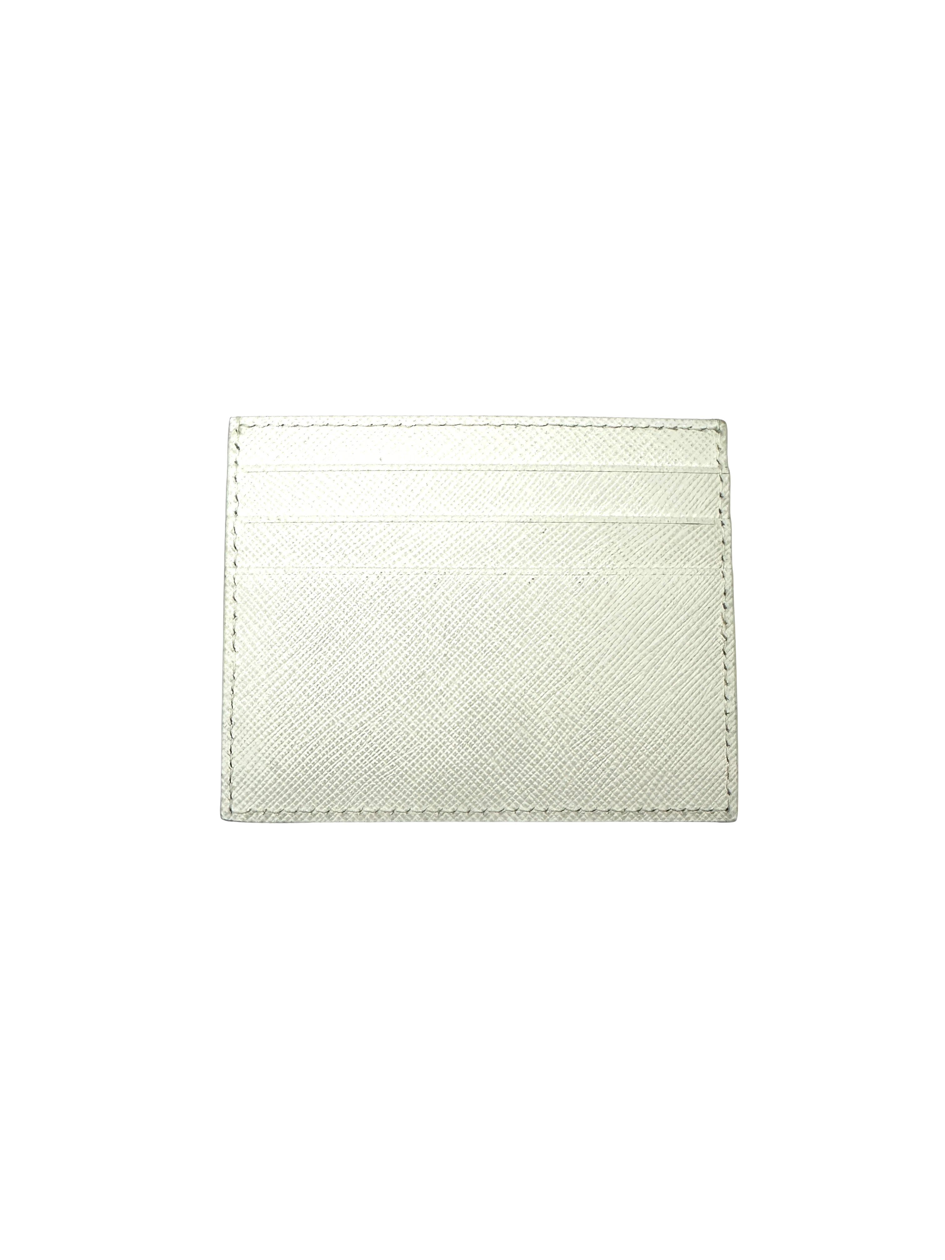 Prada White Saffiano Leather Card Holder PR528