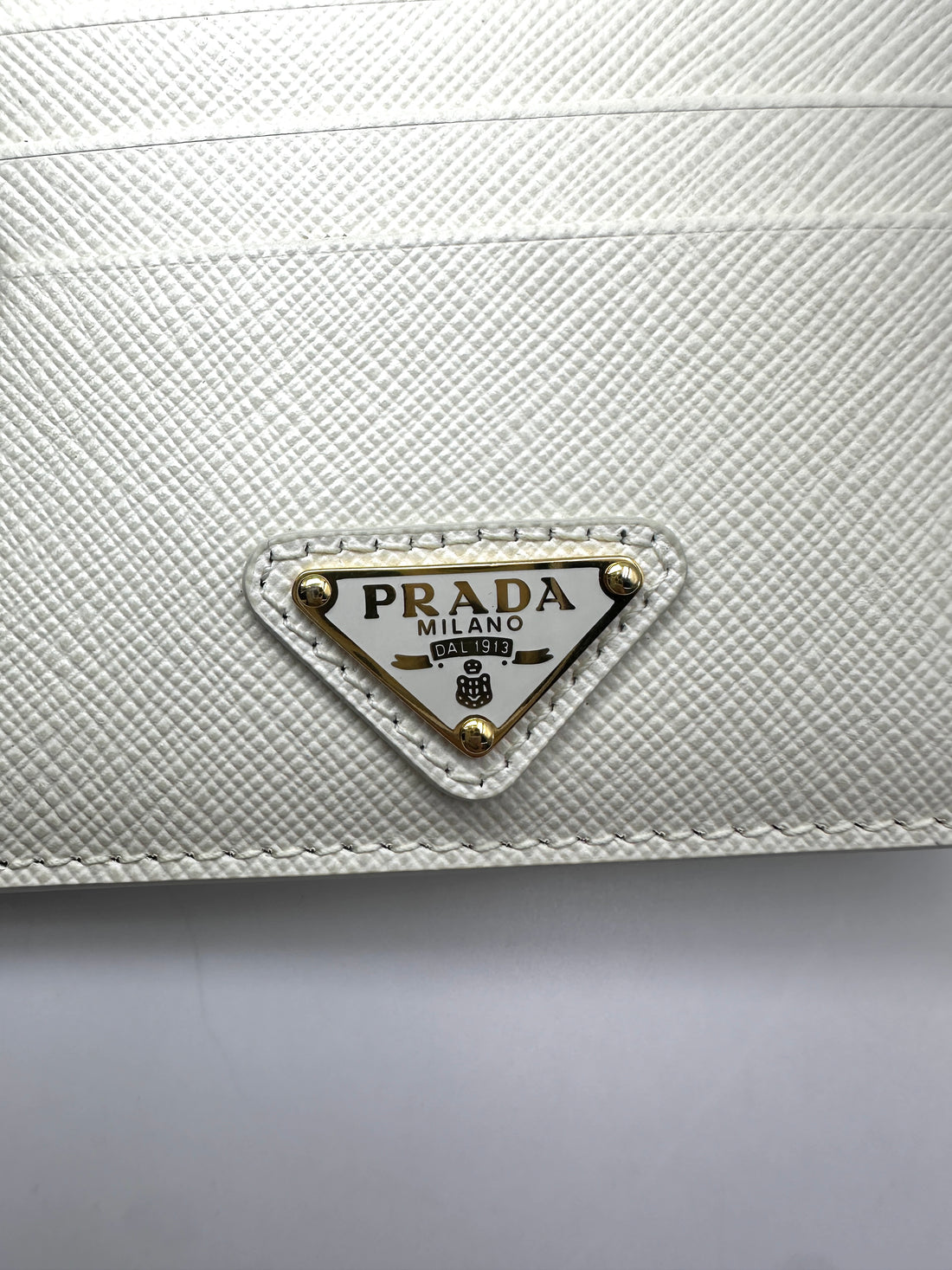 Prada White Saffiano Leather Card Holder PR528