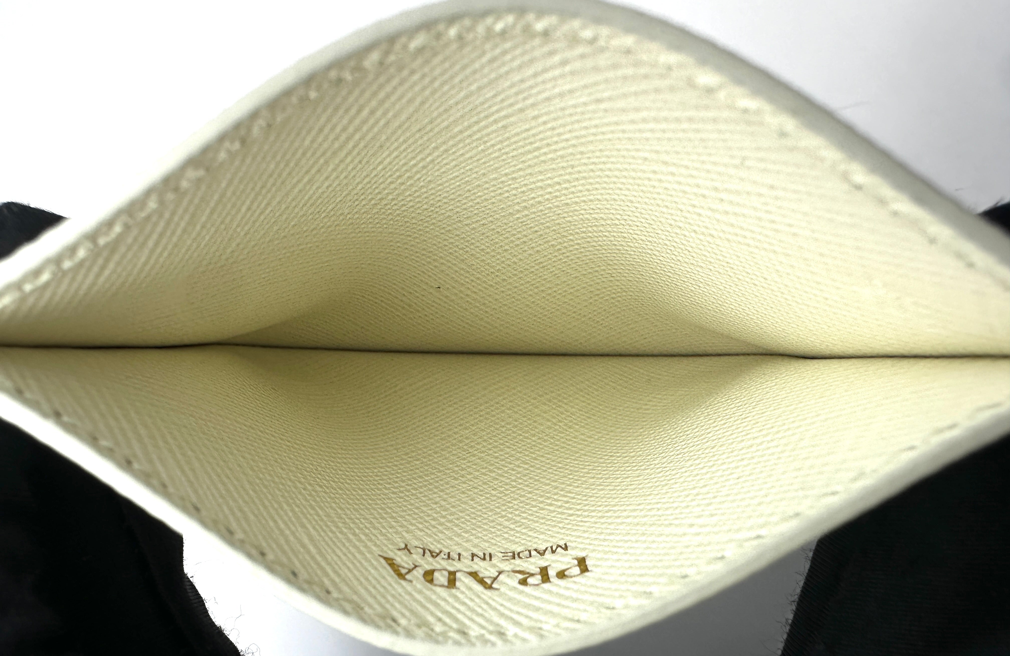 Prada White Saffiano Leather Card Holder PR528