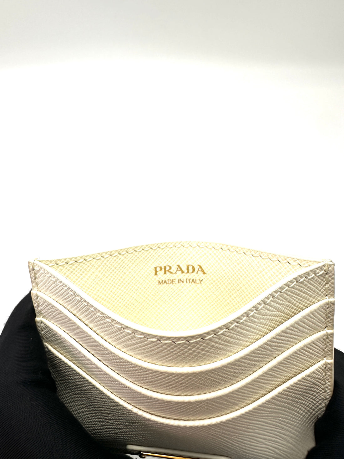 Prada White Saffiano Leather Card Holder PR528