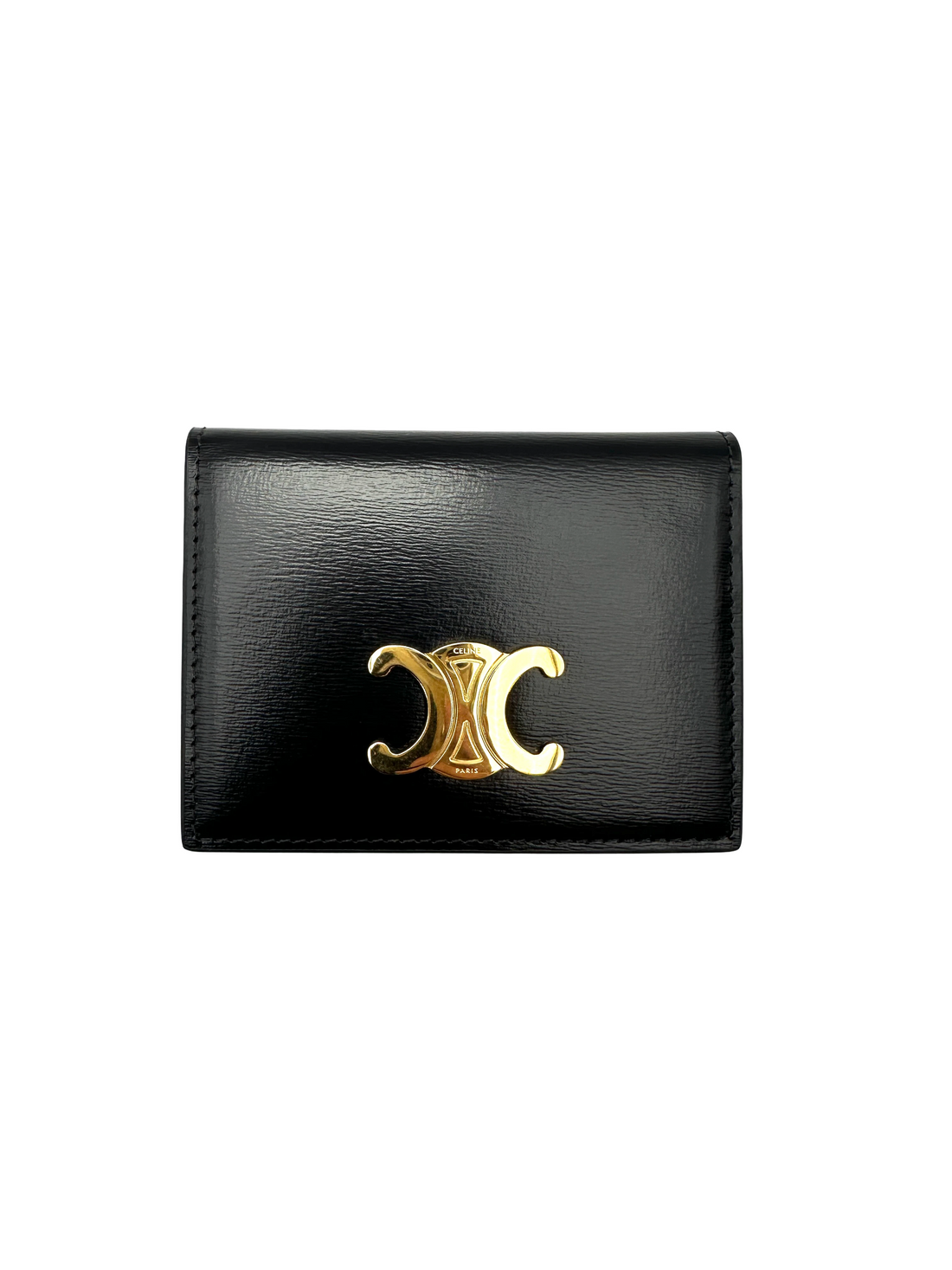 Celine Triomphe Black Shiny Leather Card Holder CE183