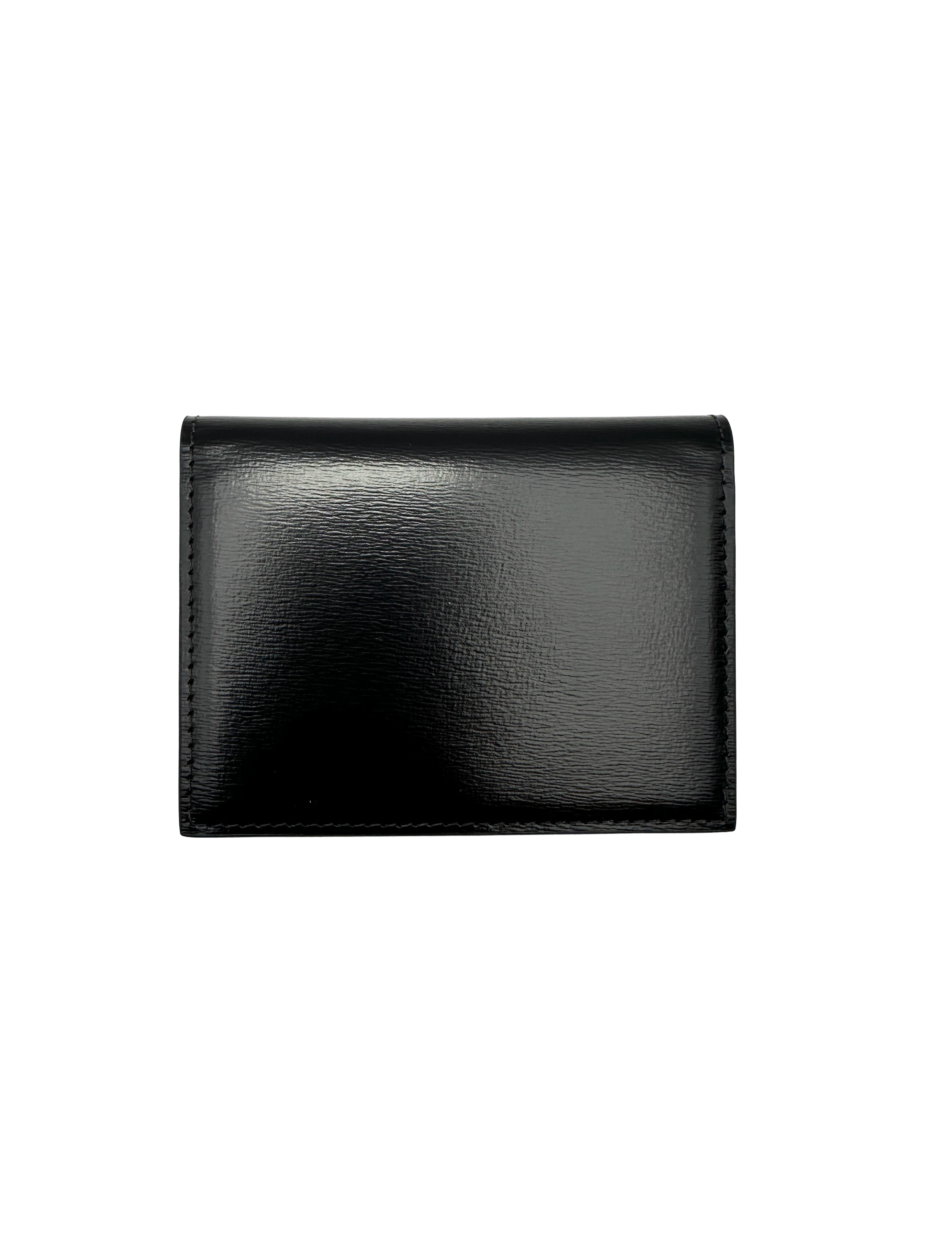 Celine Triomphe Black Shiny Leather Card Holder CE183