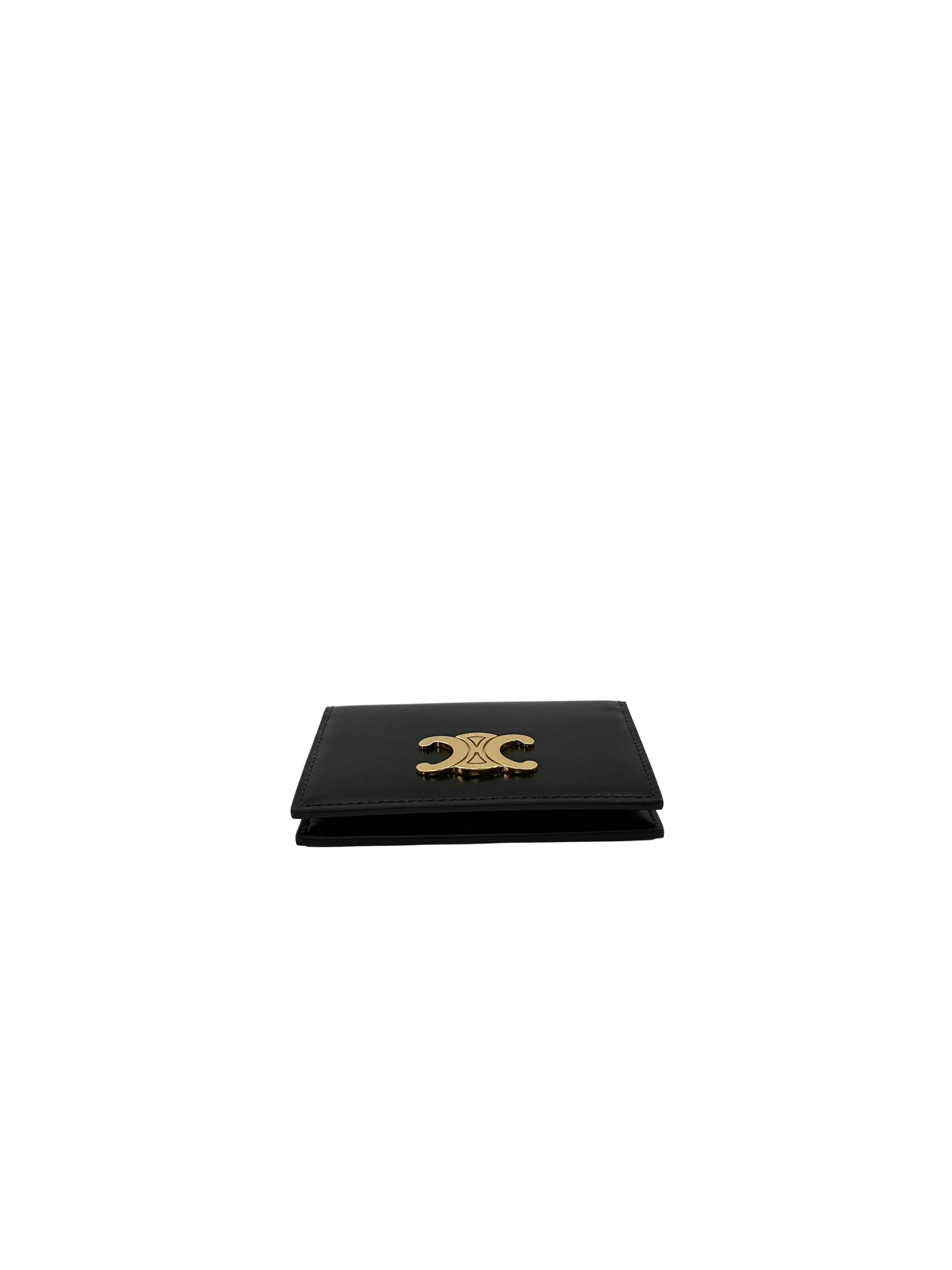 Celine Triomphe Black Shiny Leather Card Holder CE183
