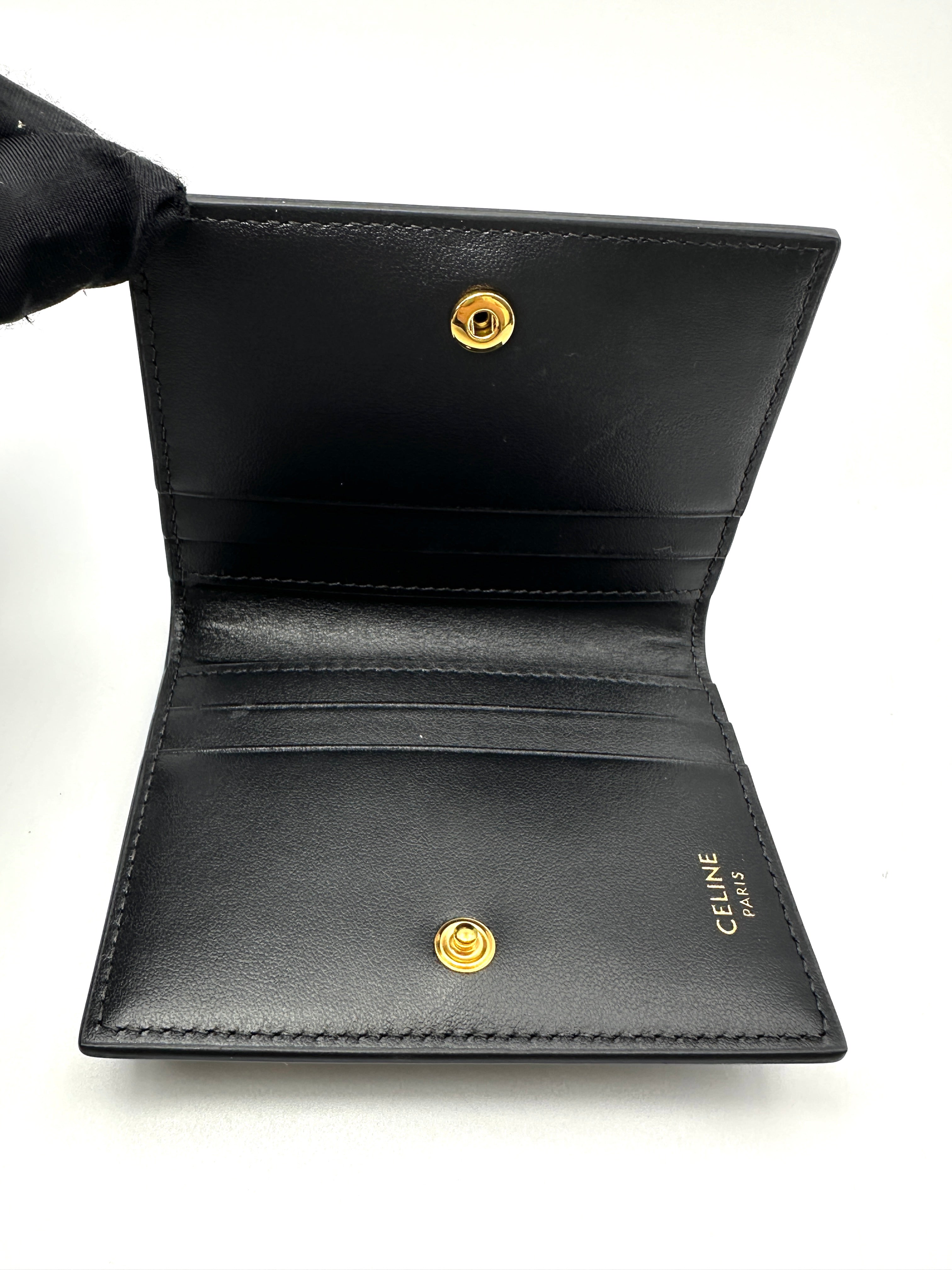 Celine Triomphe Black Shiny Leather Card Holder CE183