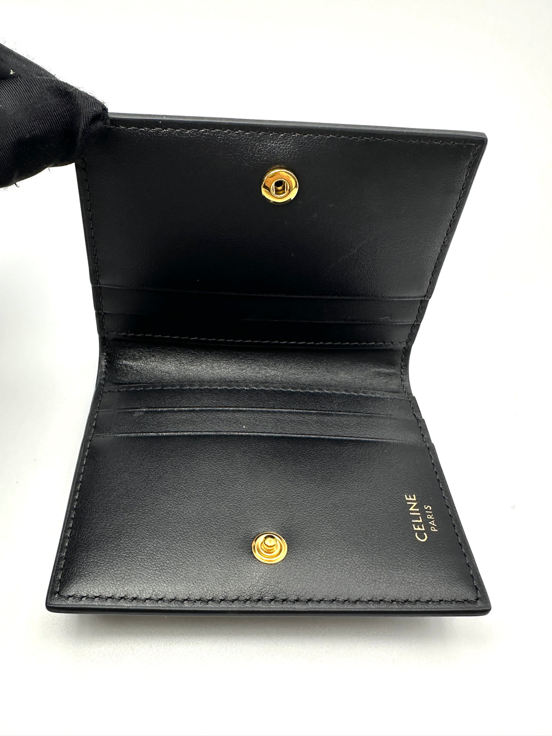Celine Triomphe Black Shiny Leather Card Holder CE183