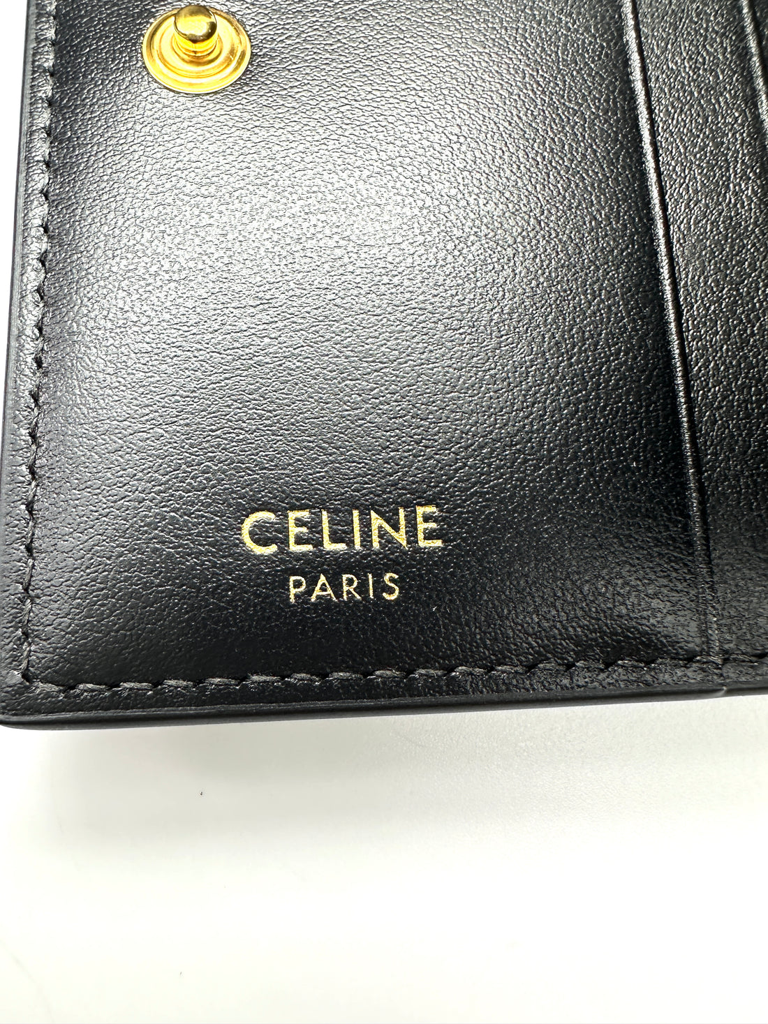 Celine Triomphe Black Shiny Leather Card Holder CE183