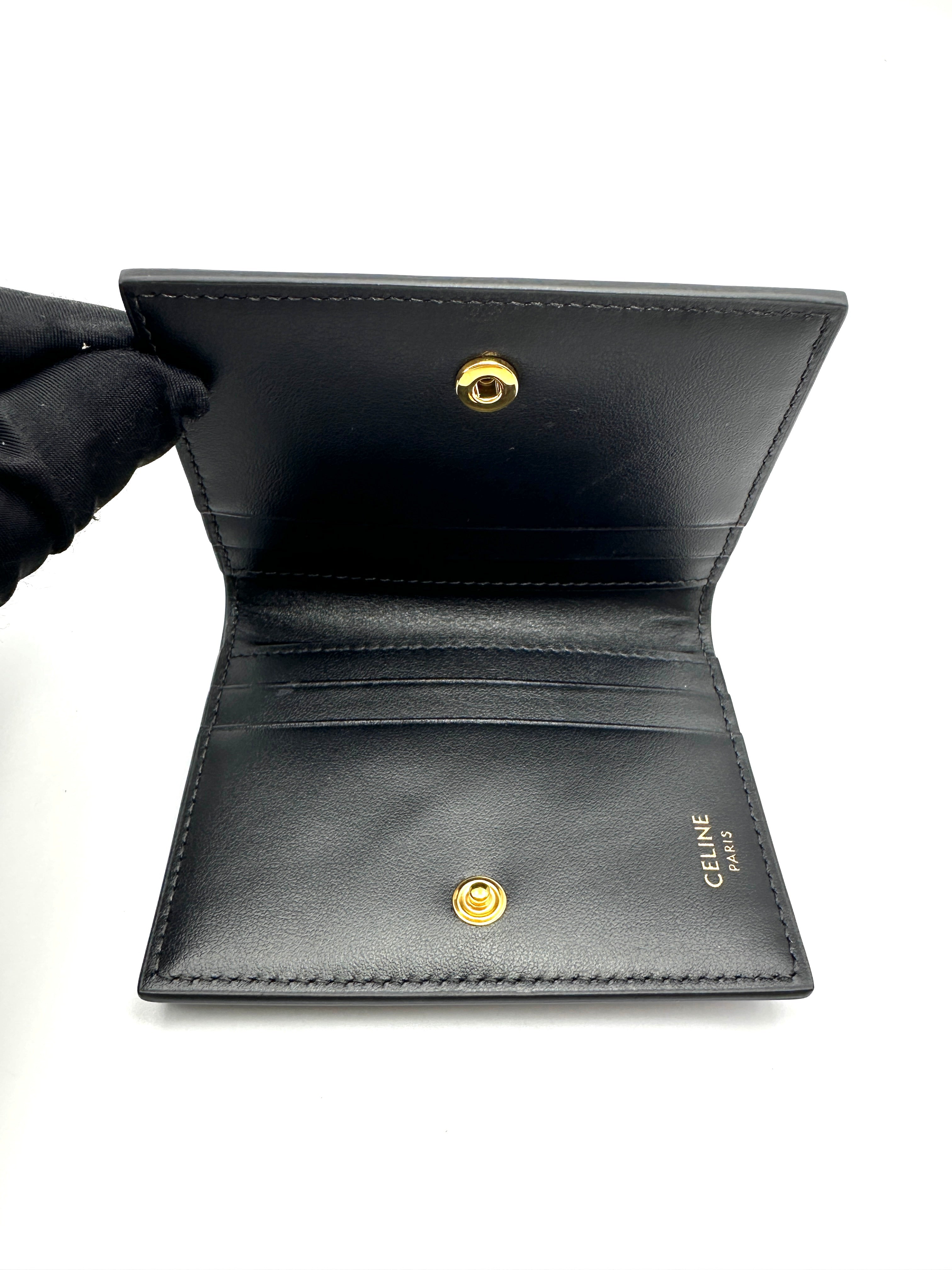 Celine Triomphe Black Shiny Leather Card Holder CE183