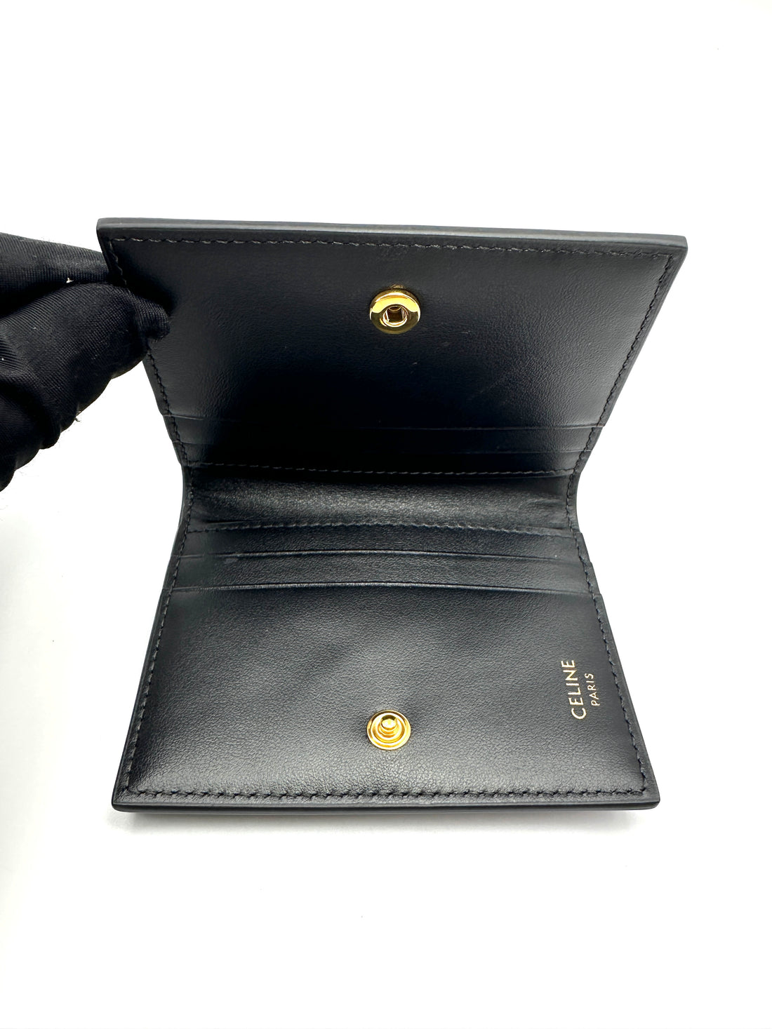 Celine Triomphe Black Shiny Leather Card Holder CE183