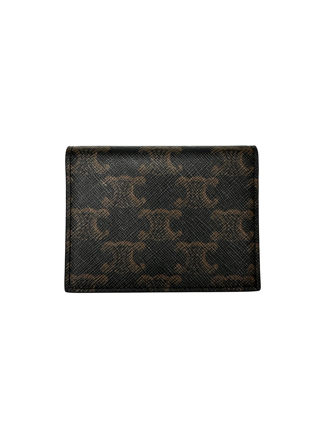 Celine Triomphe Brown Canvas Leather Card Holder CE182