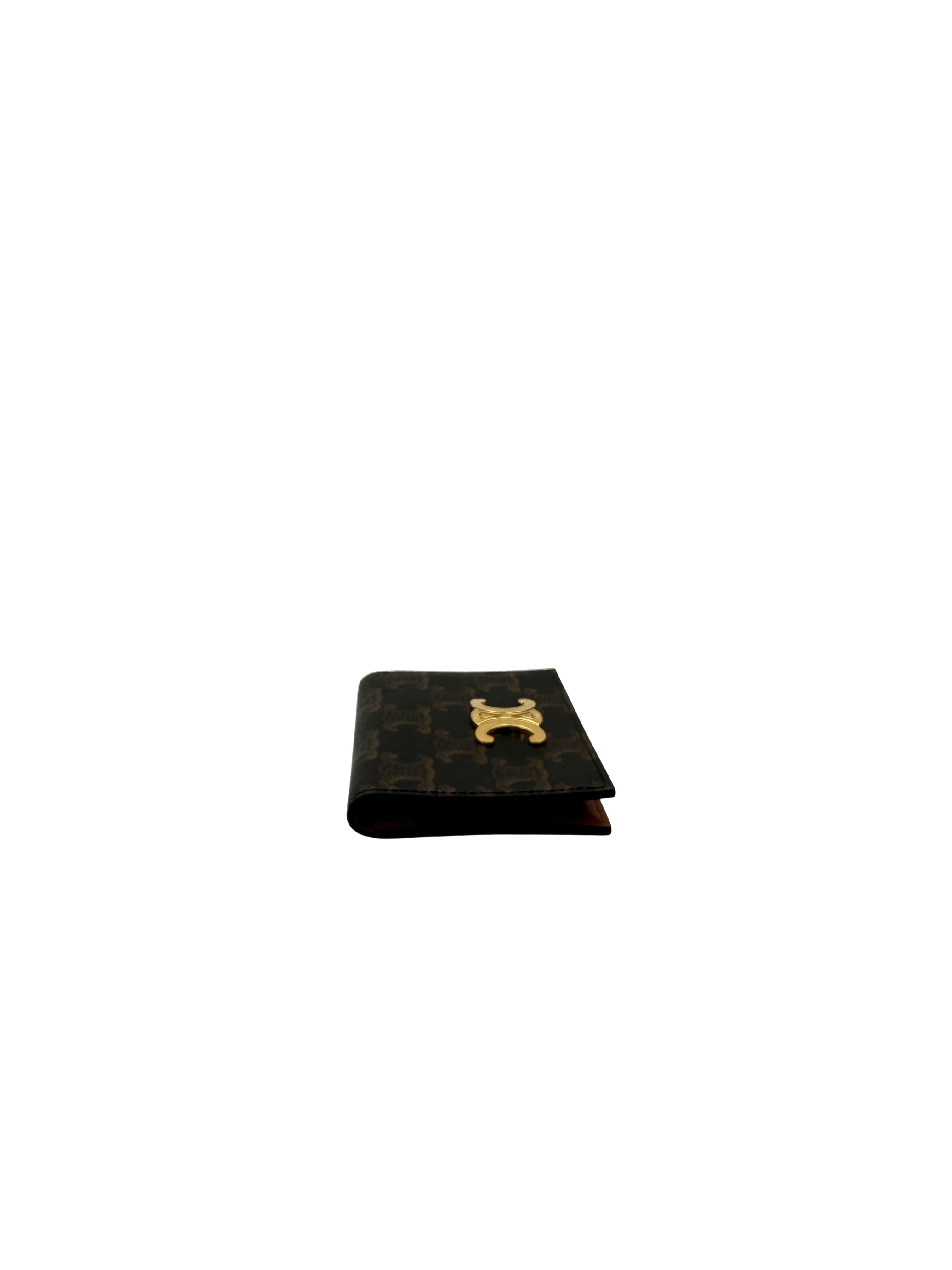 Celine Triomphe Brown Canvas Leather Card Holder CE182
