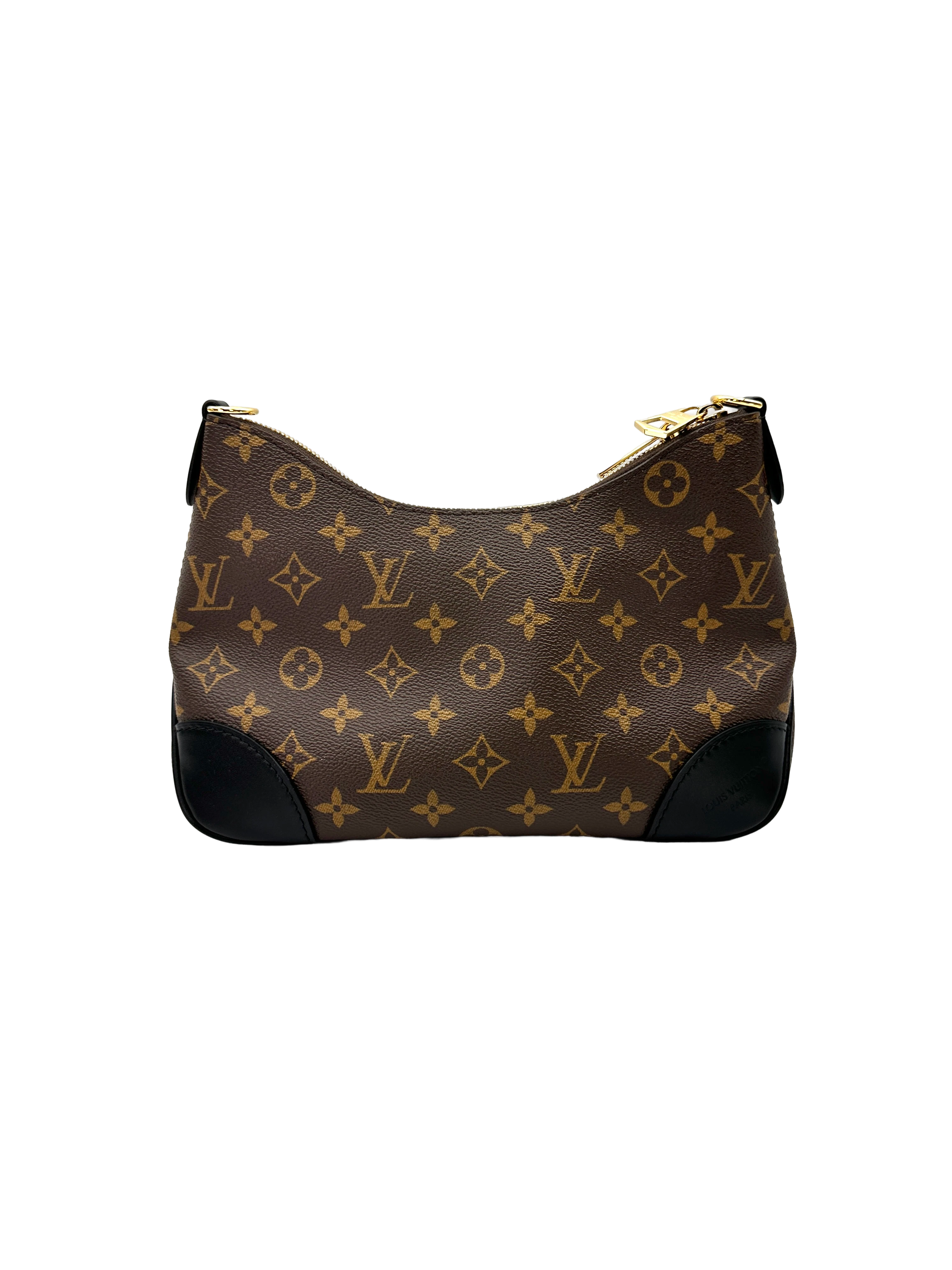 Louis Vuitton Bunlogne Monogram Canvas Shoulder Bag With Black Cowhide Leather Trim LV3173
