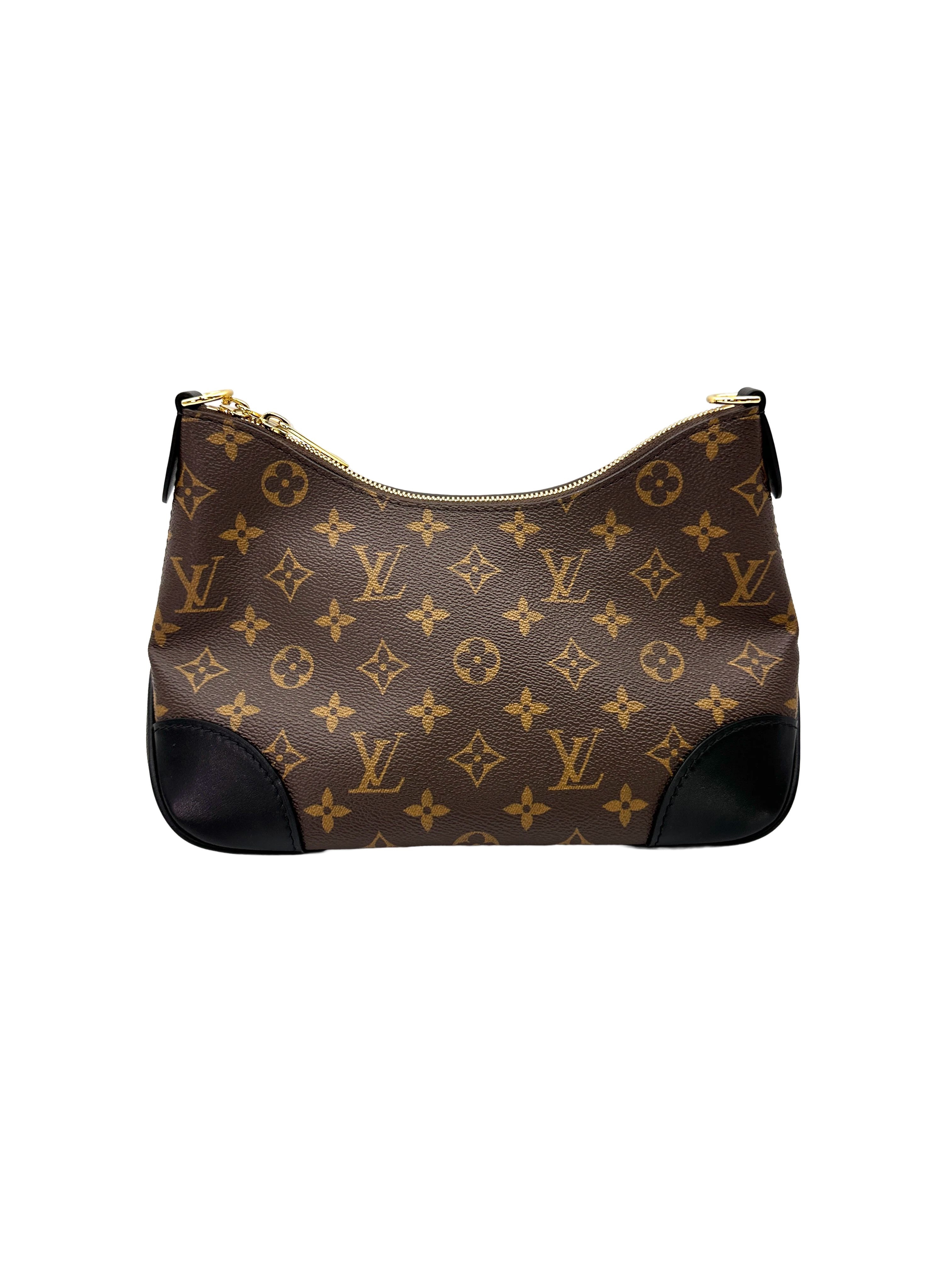 Louis Vuitton Bunlogne Monogram Canvas Shoulder Bag With Black Cowhide Leather Trim LV3173