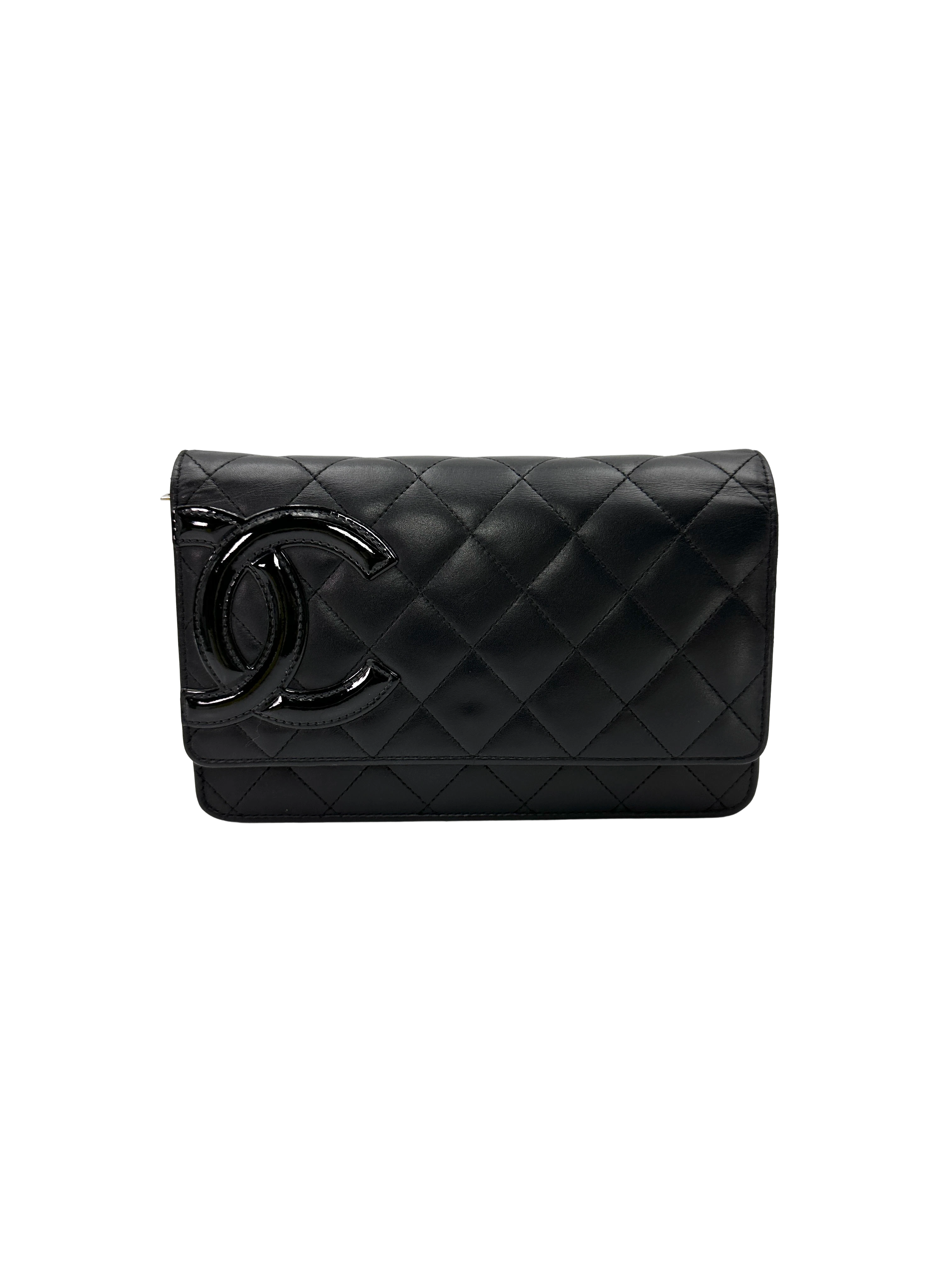 Chanel Cambon Line Black Quilted Leather Wallet On Chain(16***13) CC2395
