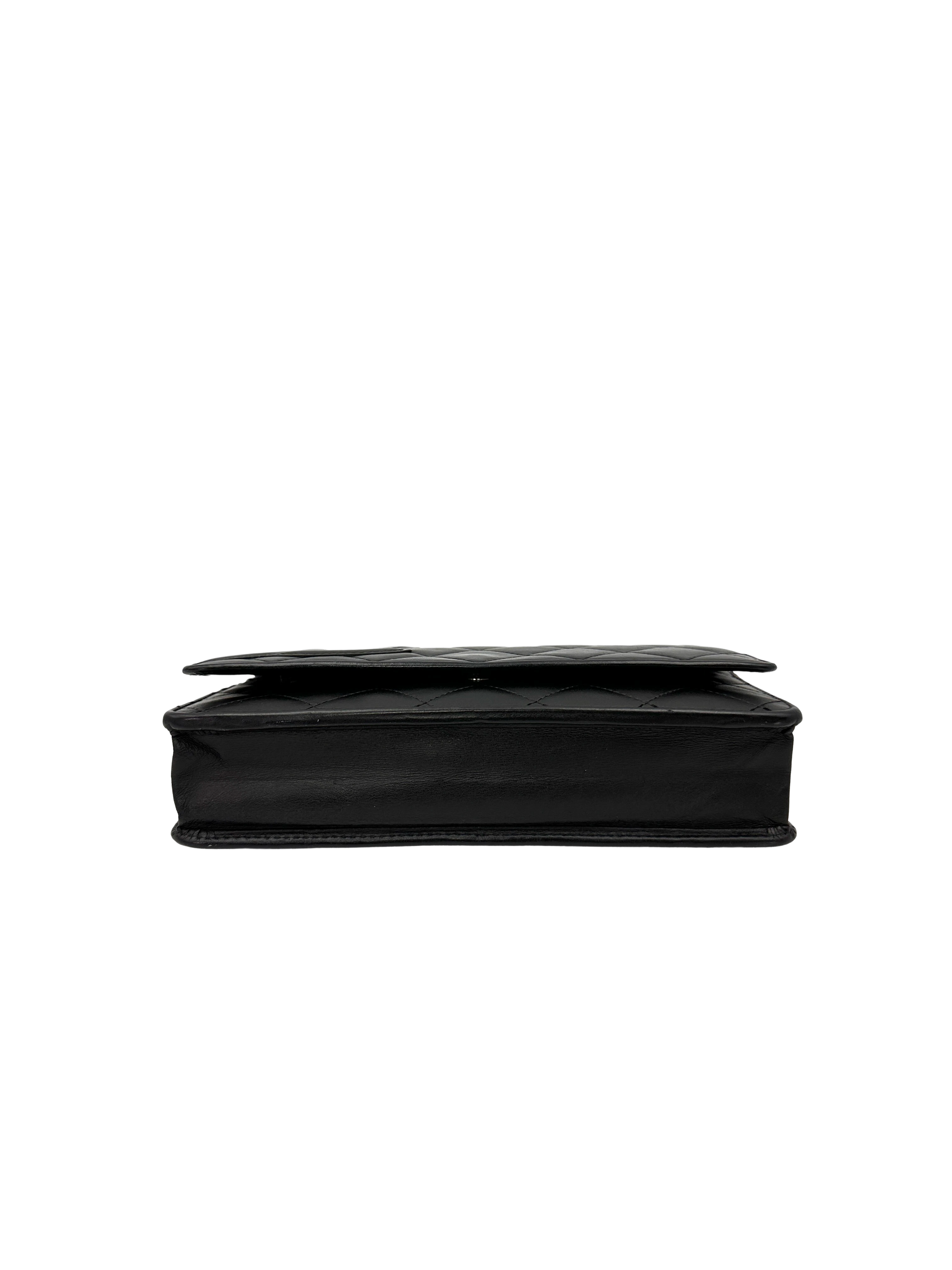 Chanel Cambon Line Black Quilted Leather Wallet On Chain(16***13) CC2395