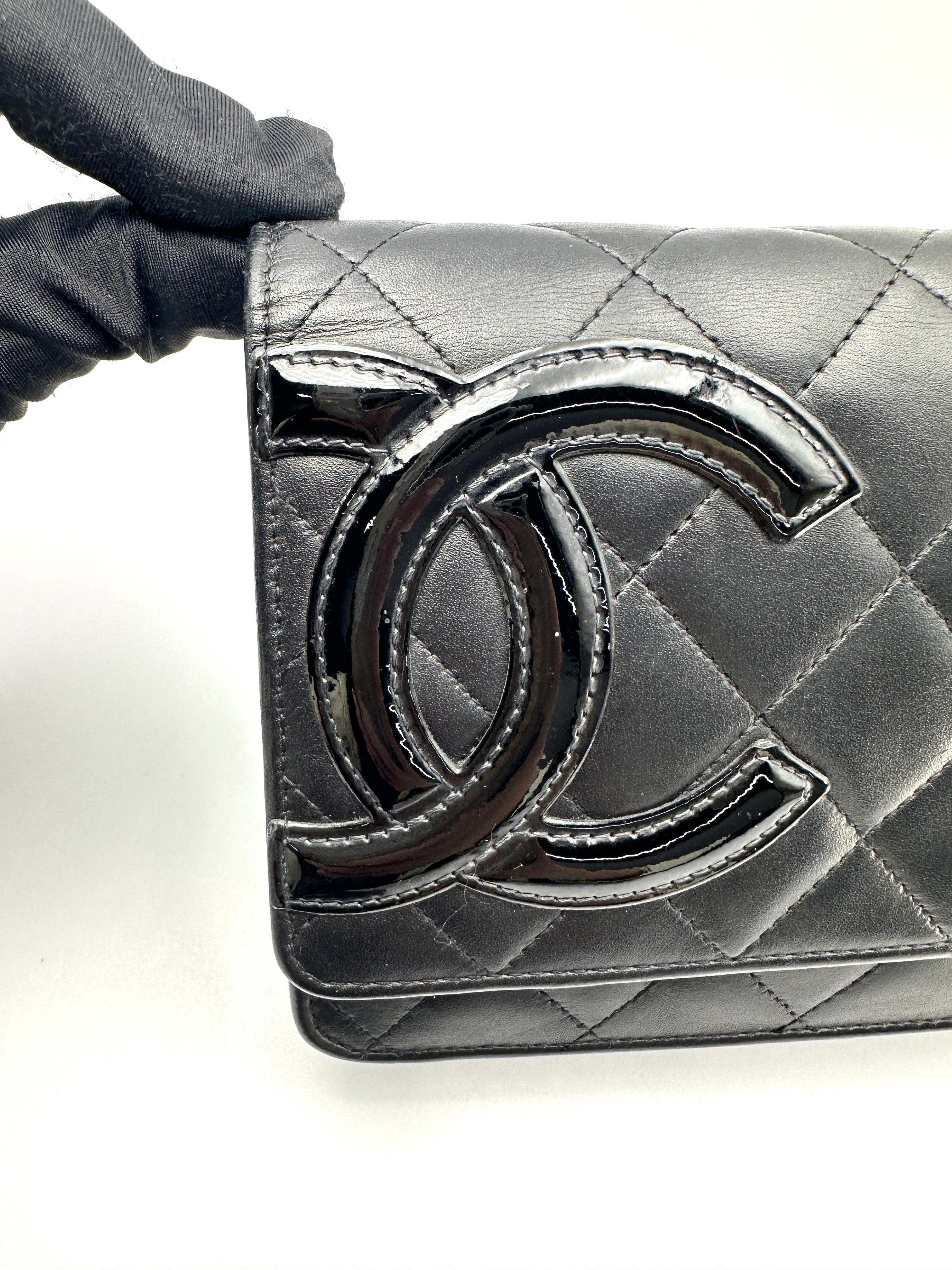 Chanel Cambon Line Black Quilted Leather Wallet On Chain(16***13) CC2395
