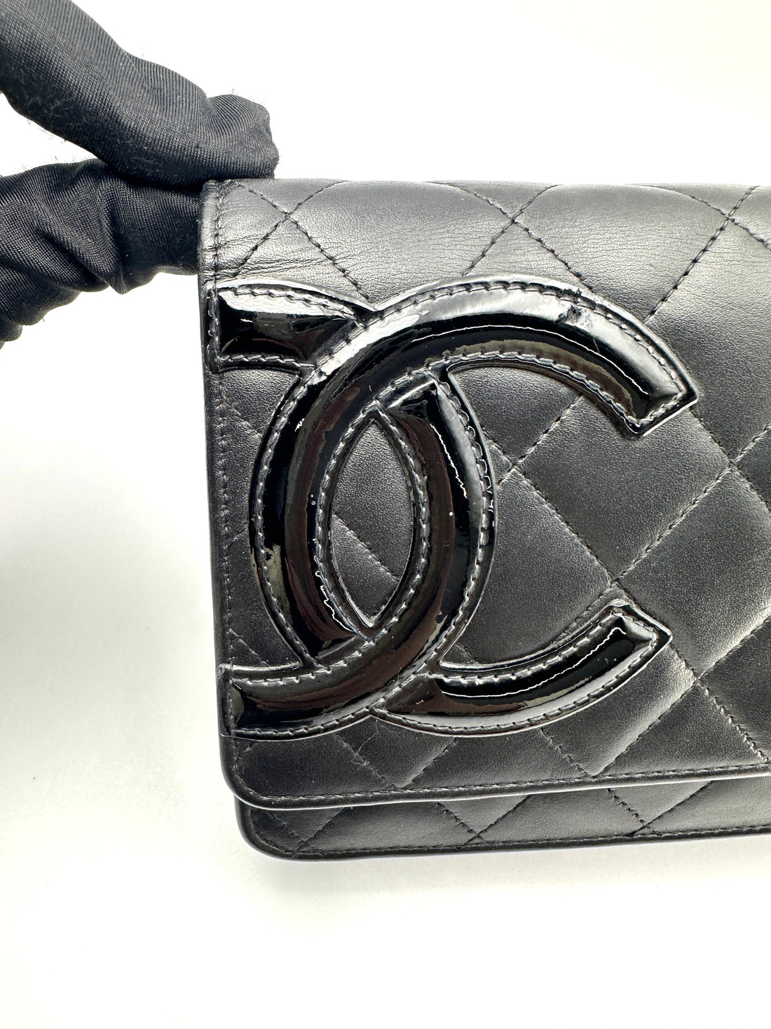 Chanel Cambon Line Black Quilted Leather Wallet On Chain(16***13) CC2395