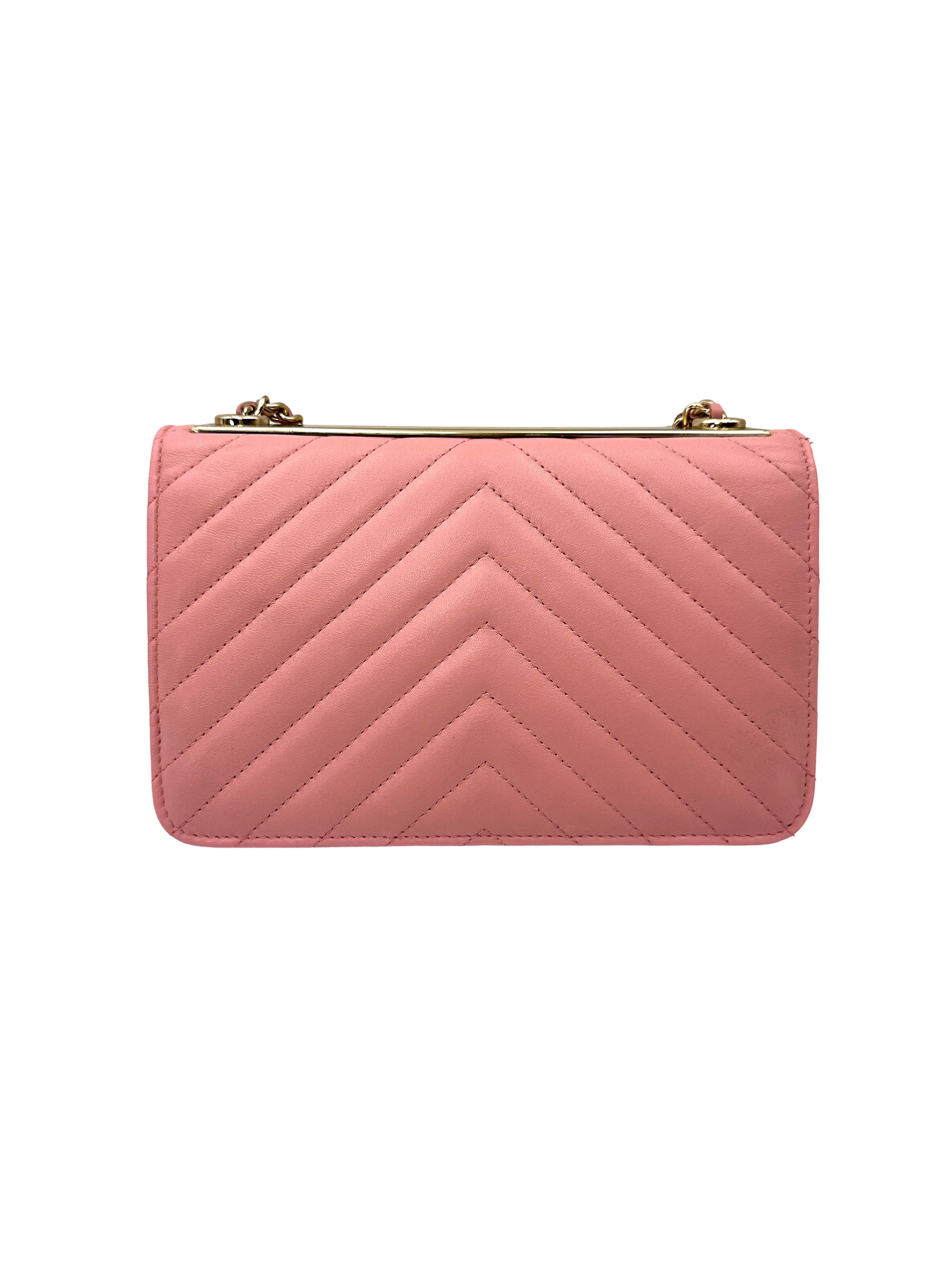 Chanel Trendy CC Pink Chevron Quilted Lambskin Wallet On Chain(25***96) CC2396