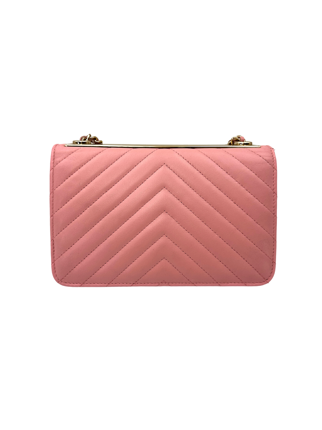 Chanel Trendy CC Pink Chevron Quilted Lambskin Wallet On Chain(25***96) CC2396