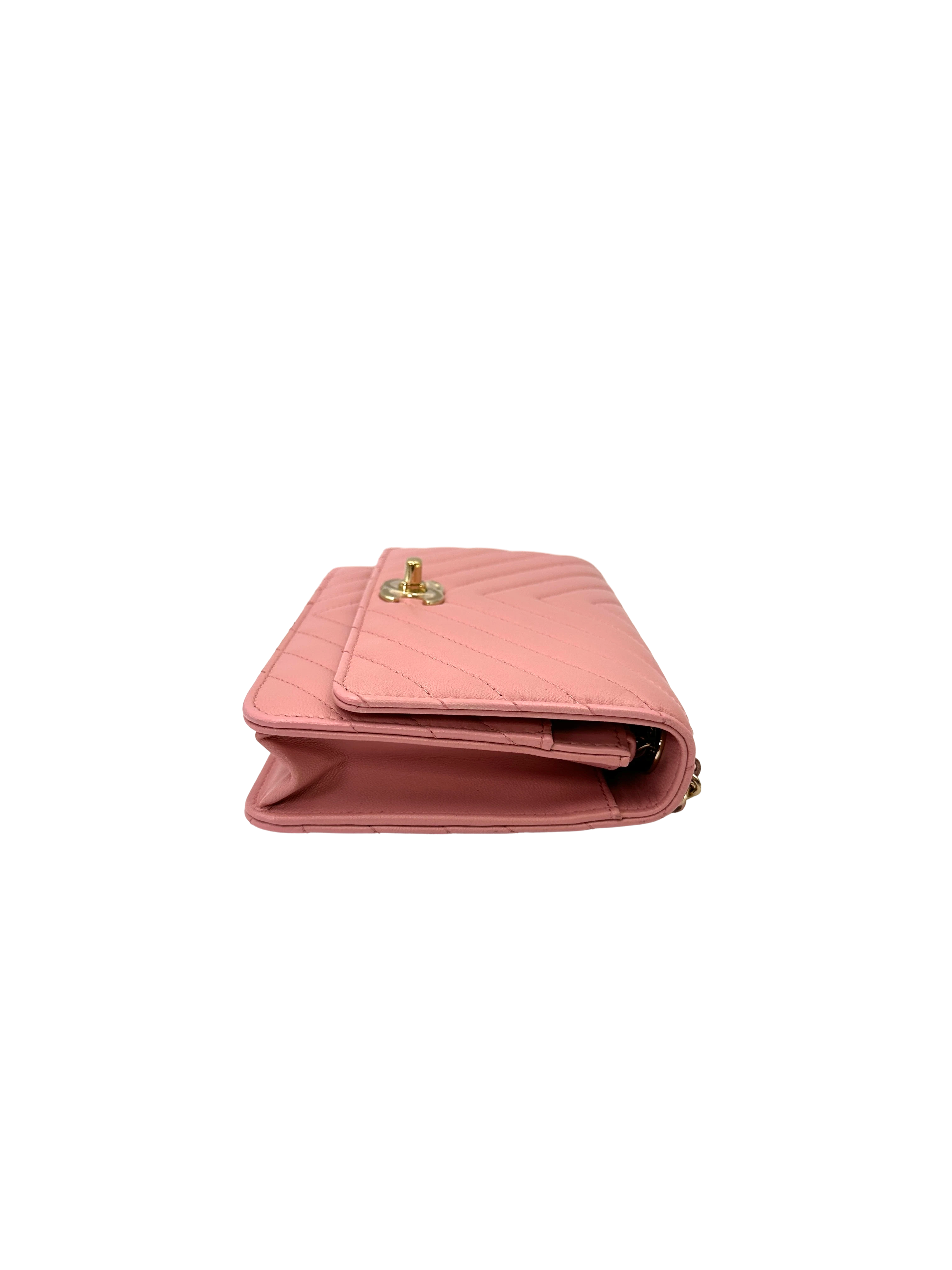 Chanel Trendy CC Pink Chevron Quilted Lambskin Wallet On Chain(25***96) CC2396
