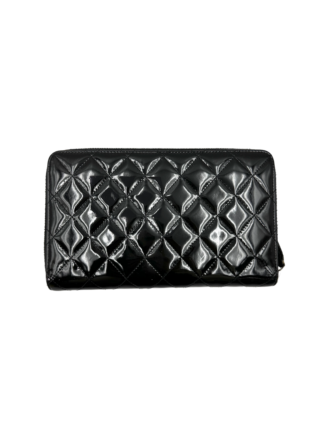 Chanel Black Quilted Patent Leather Long Wallet(15***70) CC2403