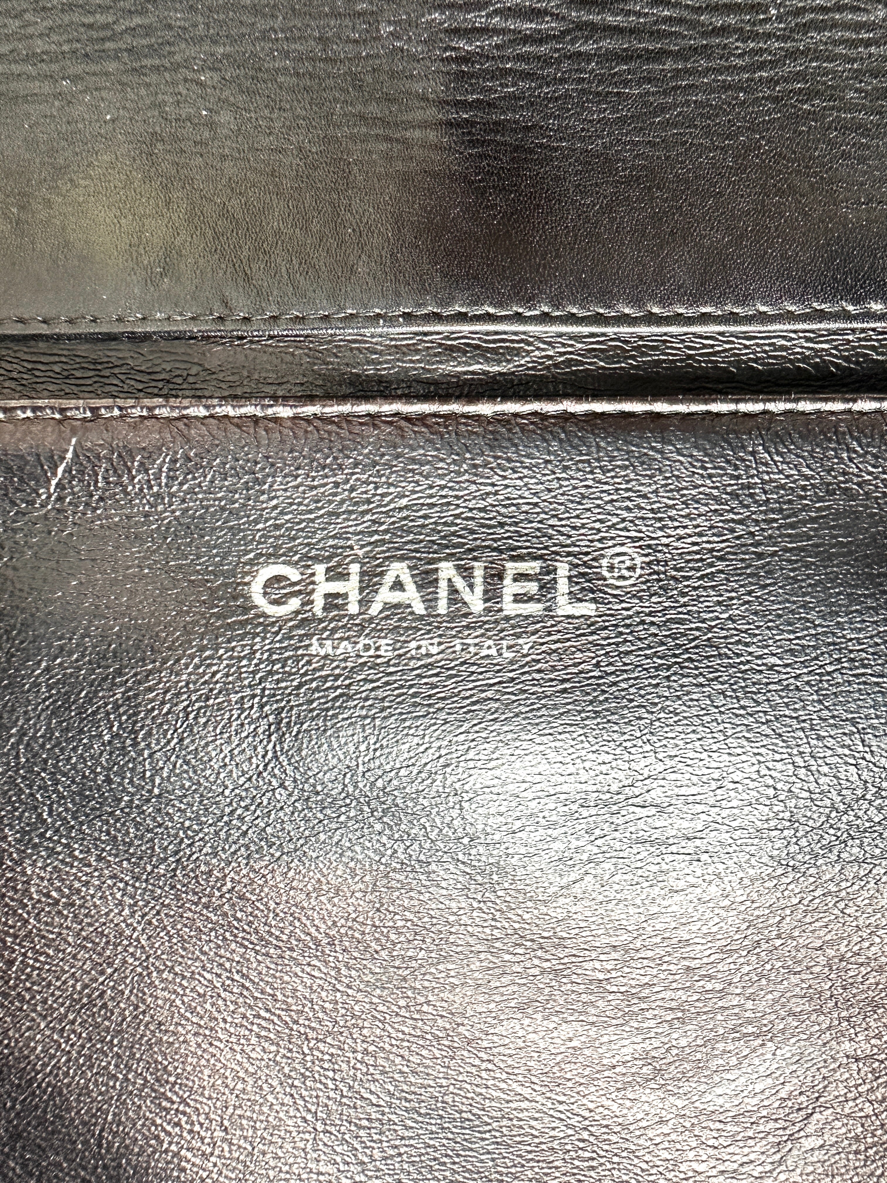 Chanel Classic Flap Black Quilted Patent Leather Jumbo Shoulder Bag With Silver Buckle(17***93) CC2401