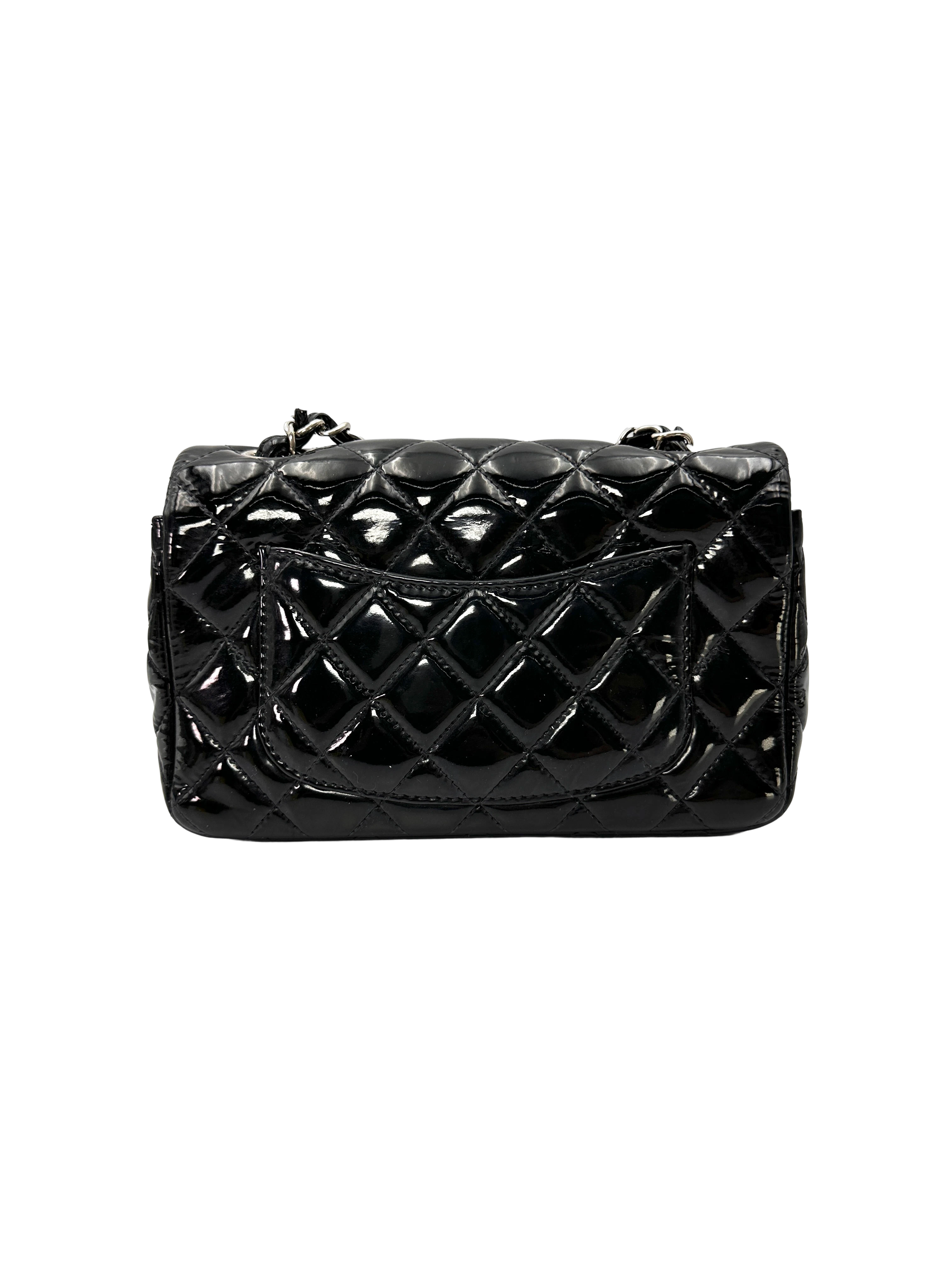 Chanel Classic Flap Black Quilted Patent Leather Mini Shoulder Bag(19***87) CC2400