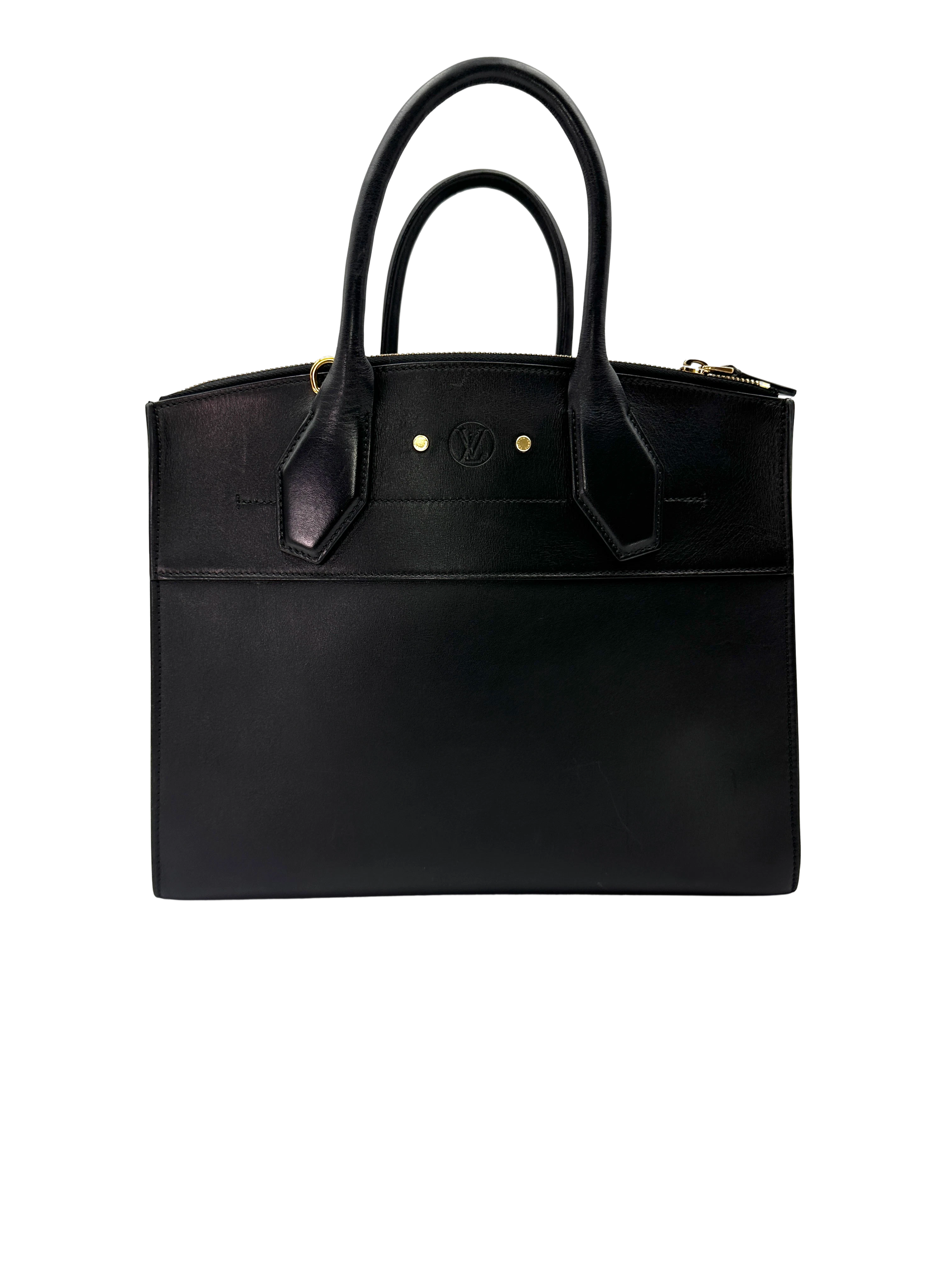 Louis Vuitton City Steamer Black Taurillon Leather Handle Bag LV3178