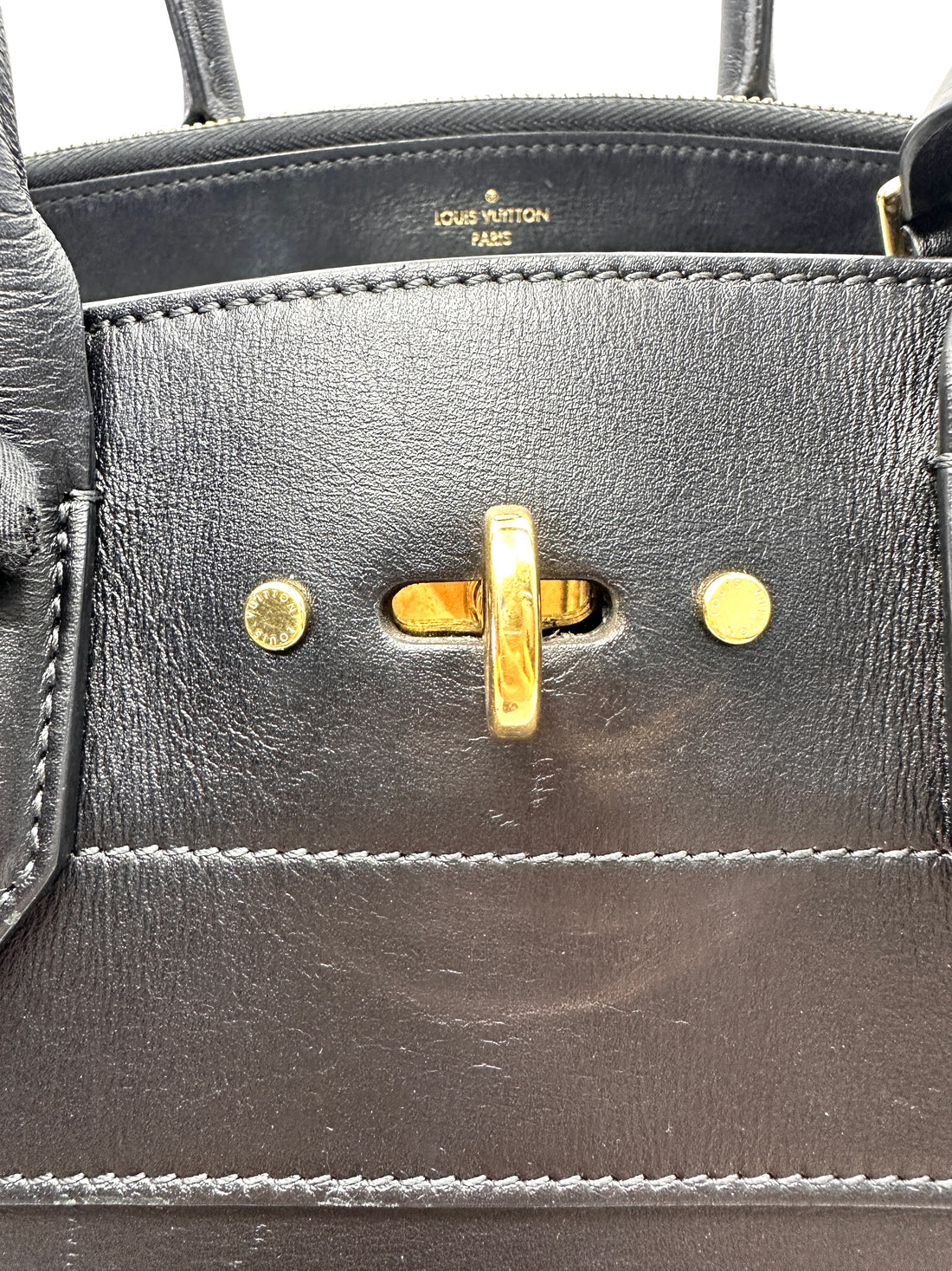 Louis Vuitton City Steamer Black Taurillon Leather Handle Bag LV3178