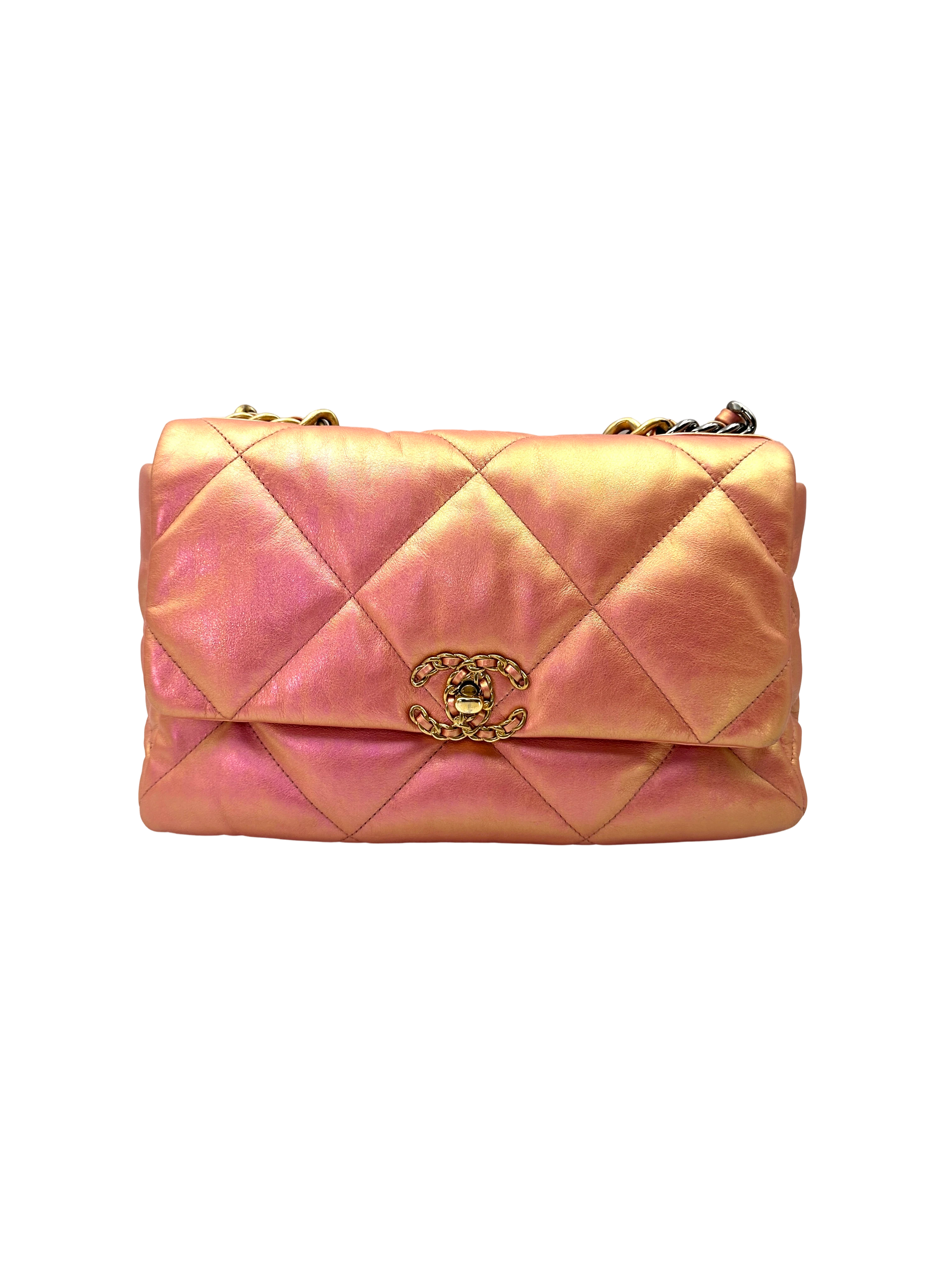 Chanel 19Bag Iridescent Pink Quilted Leather Flap Bag(31***87) CC2394