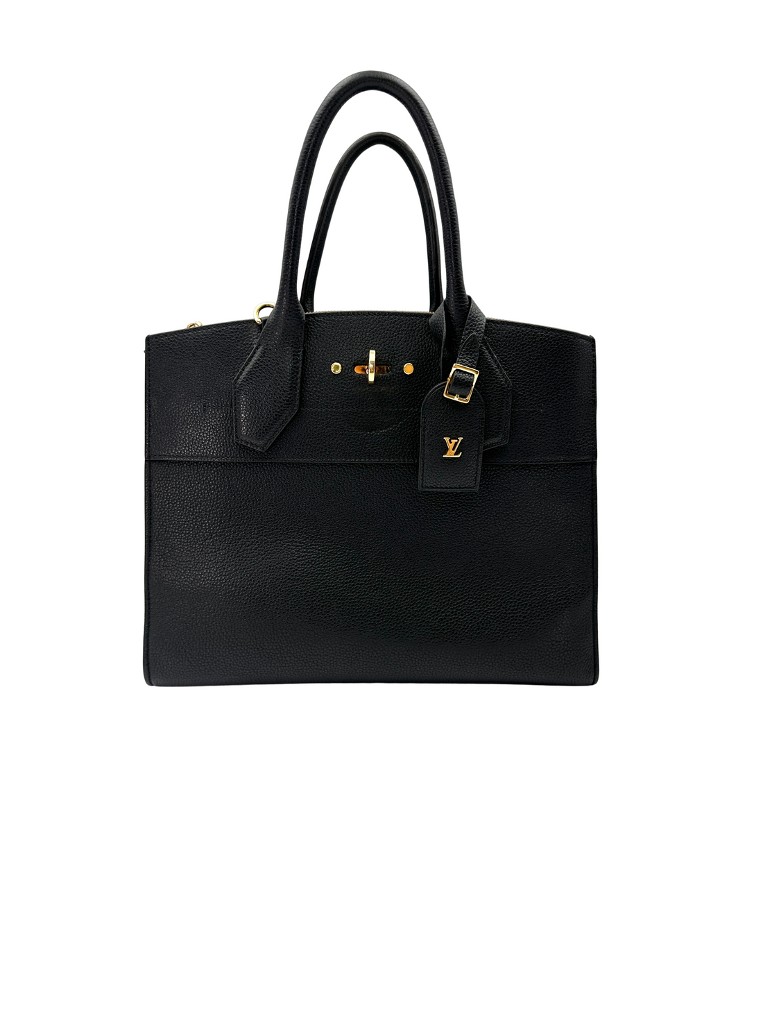 Louis Vuitton City Steamer Black Taurillon Leather Handle Bag LV3177