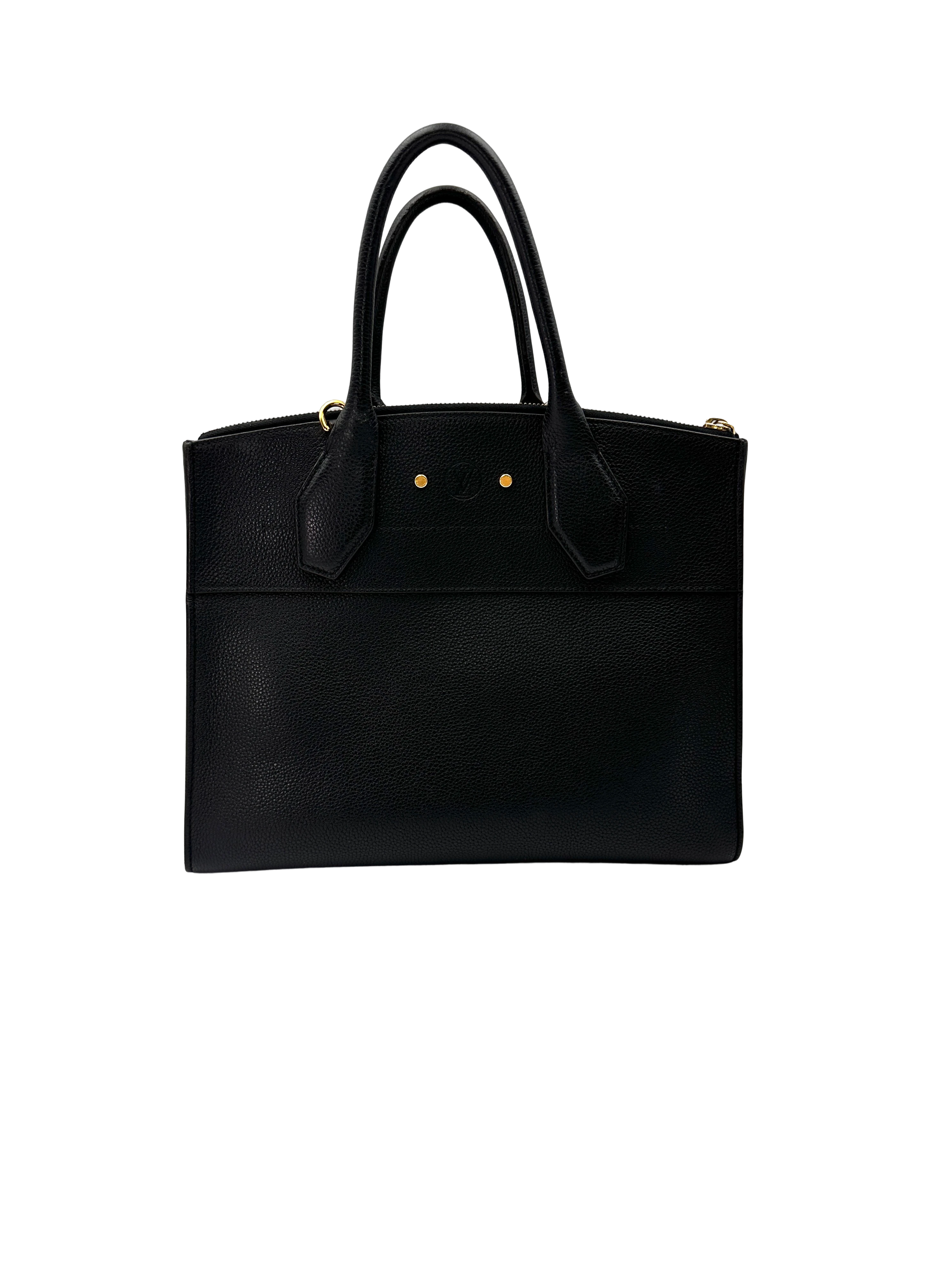 Louis Vuitton City Steamer Black Taurillon Leather Handle Bag LV3177