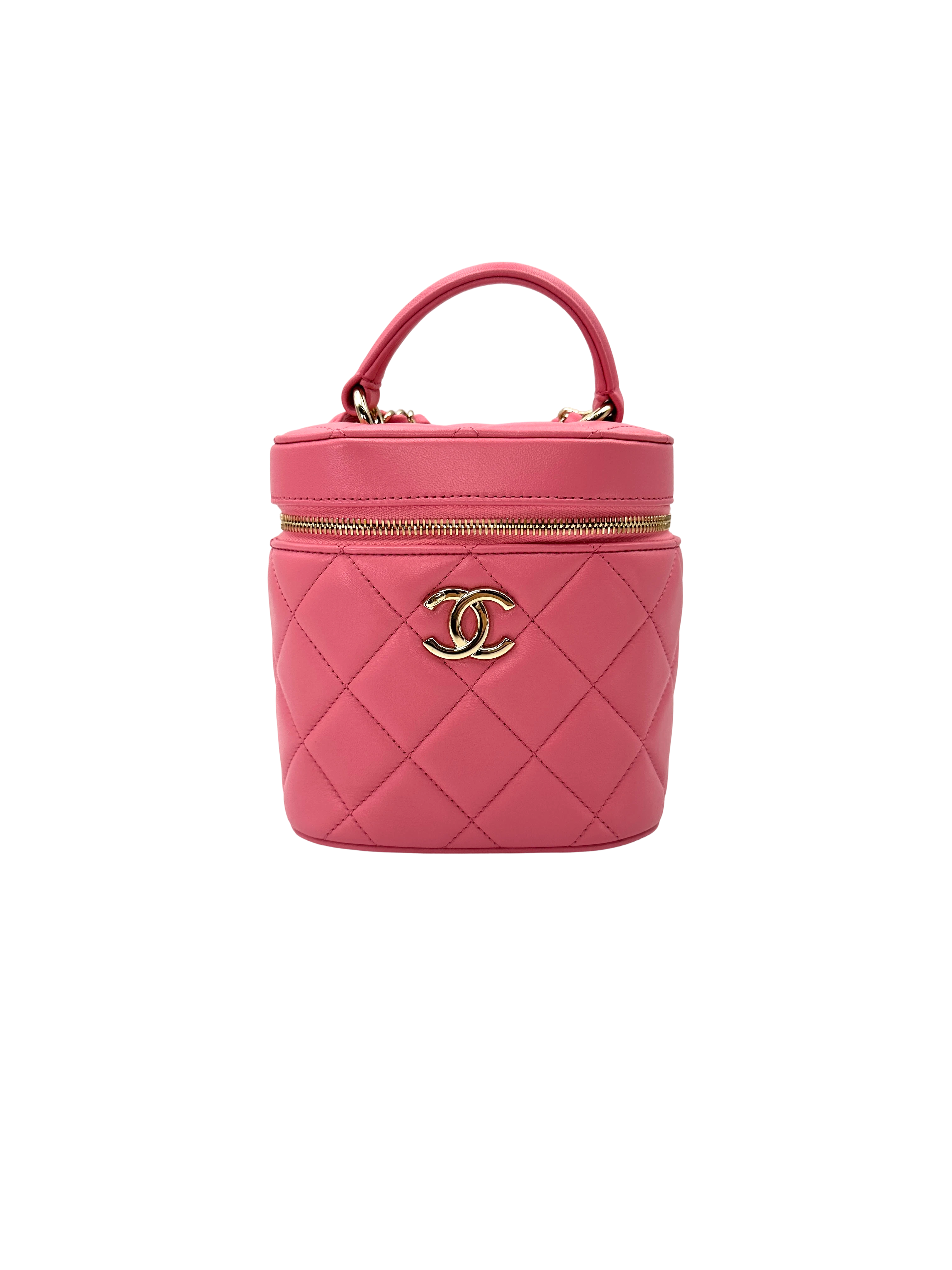Chanel Trendy CC Pink Quilted Leather Top Handle Vanity Case(30***31) CC2397