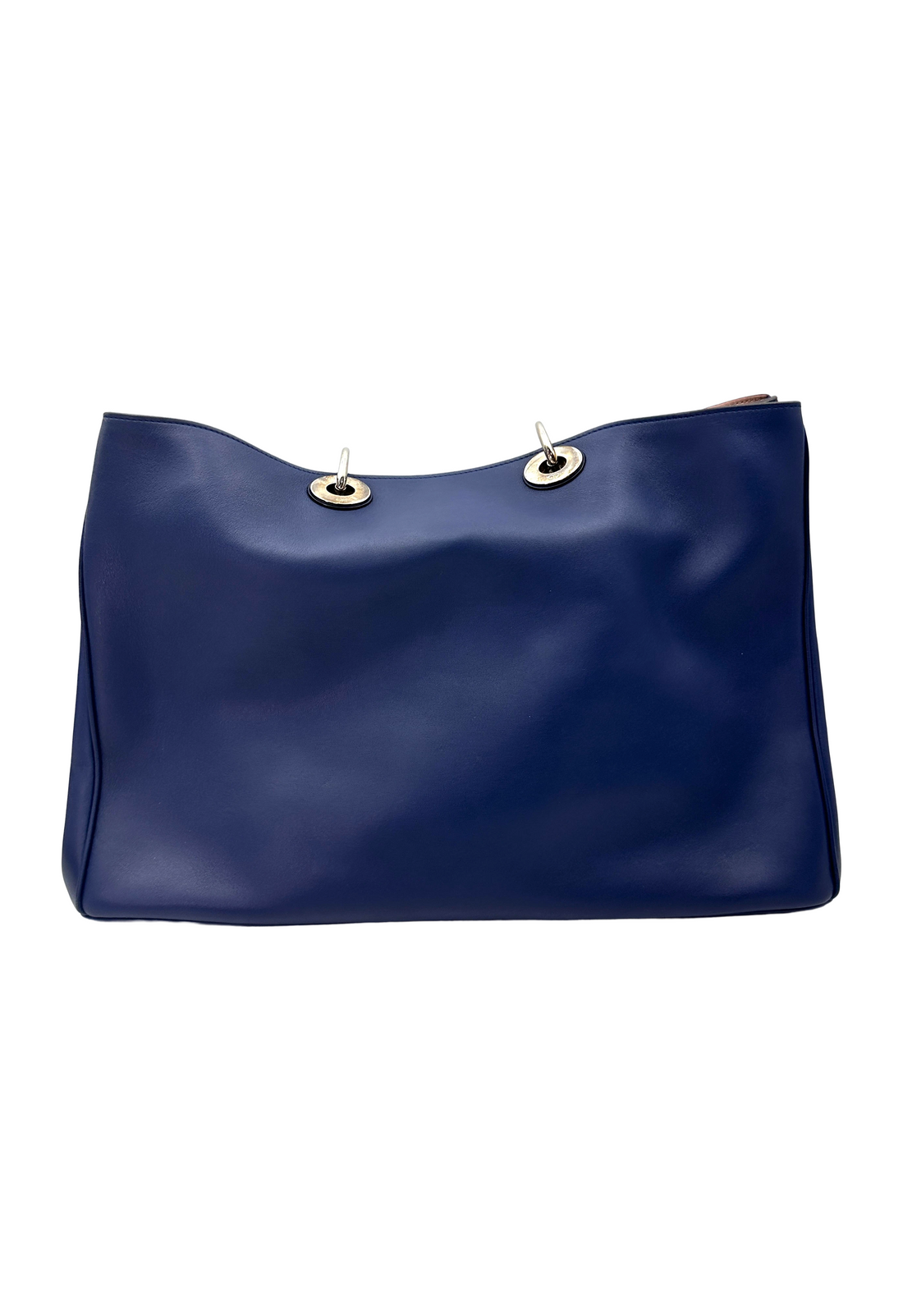 Christian Dior Diorissimo Navy Leather Large Size Handle Bag DR856