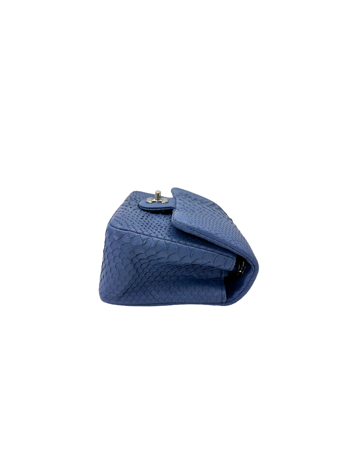 Chanel Classic Flap Blue Python Leather Shoulder Bag With Silver Buckle(18***34) IRIS259