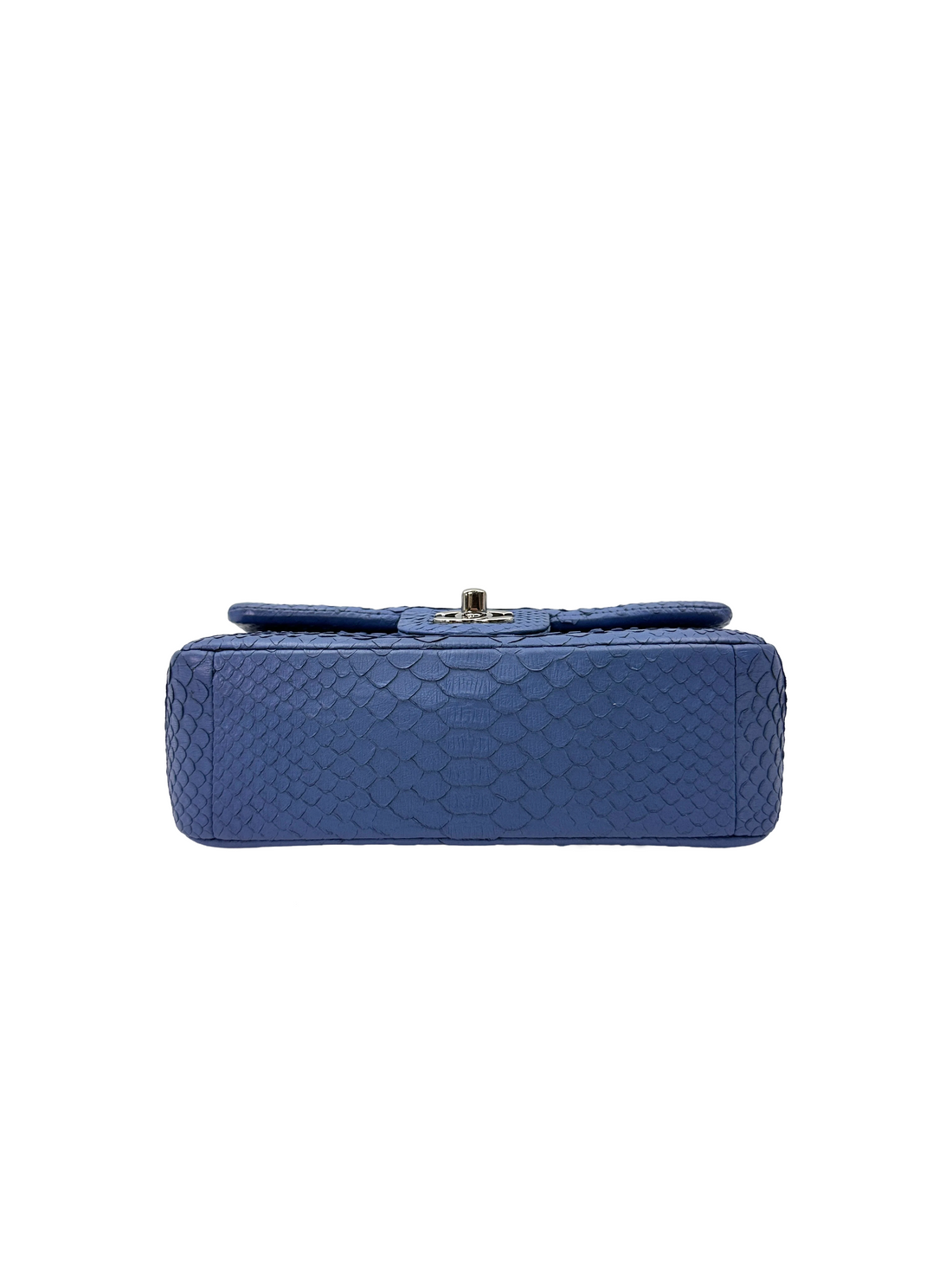 Chanel Classic Flap Blue Python Leather Shoulder Bag With Silver Buckle(18***34) IRIS259